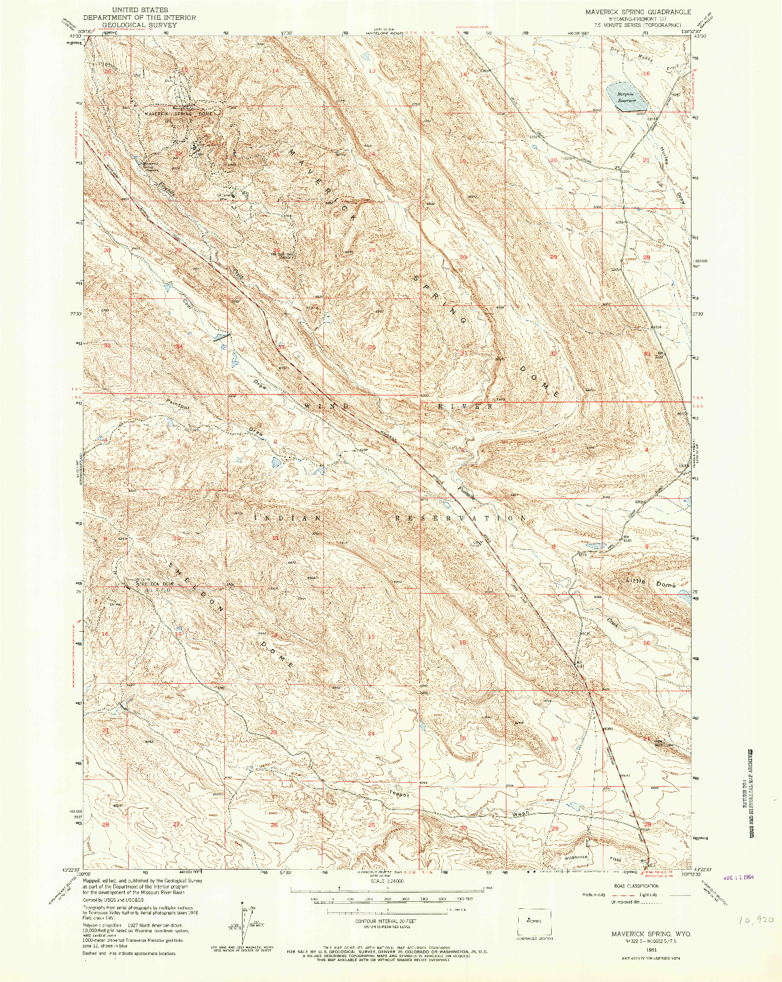 USGS 1:24000-SCALE QUADRANGLE FOR MAVERICK SPRING, WY 1951