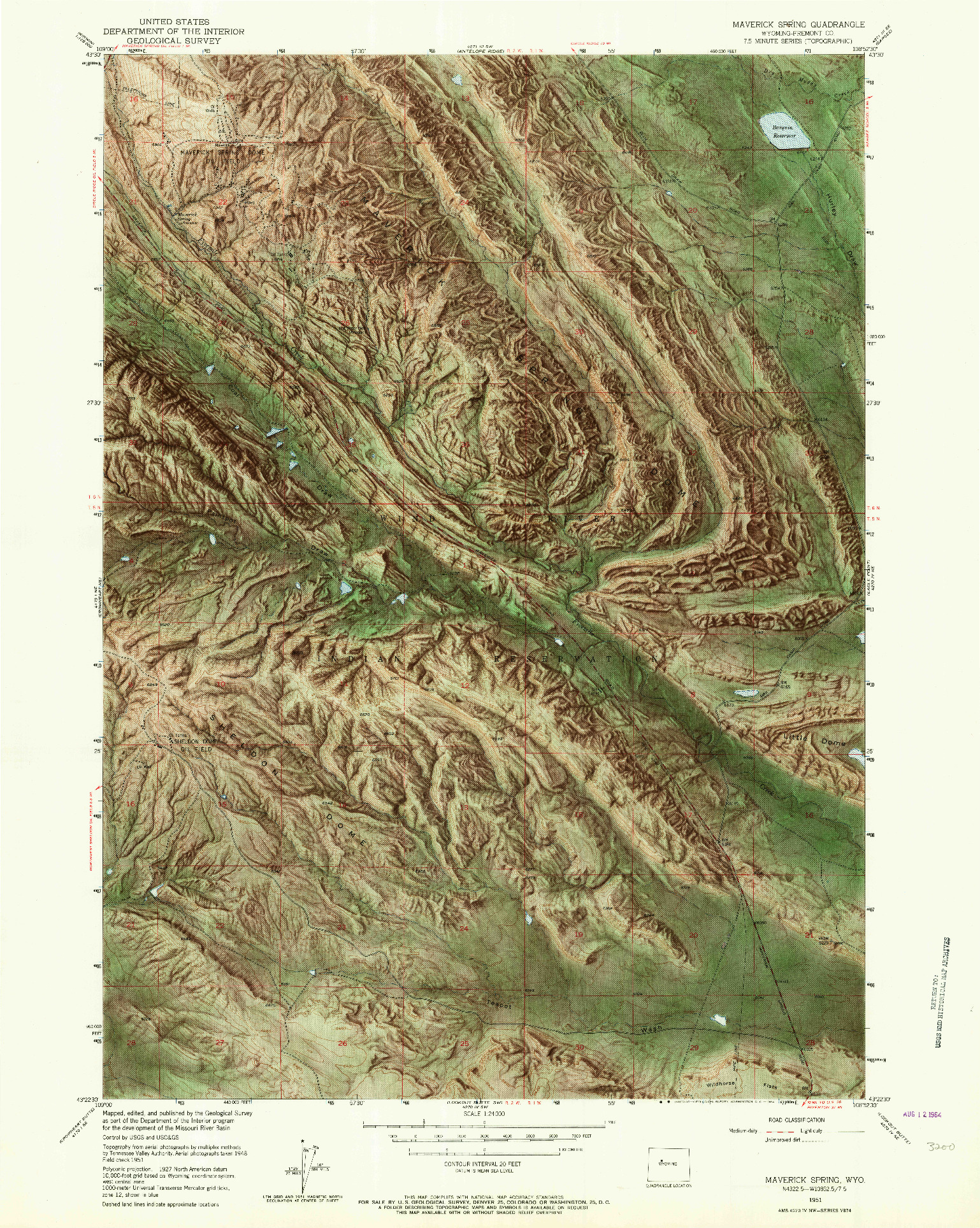 USGS 1:24000-SCALE QUADRANGLE FOR MAVERICK SPRING, WY 1951