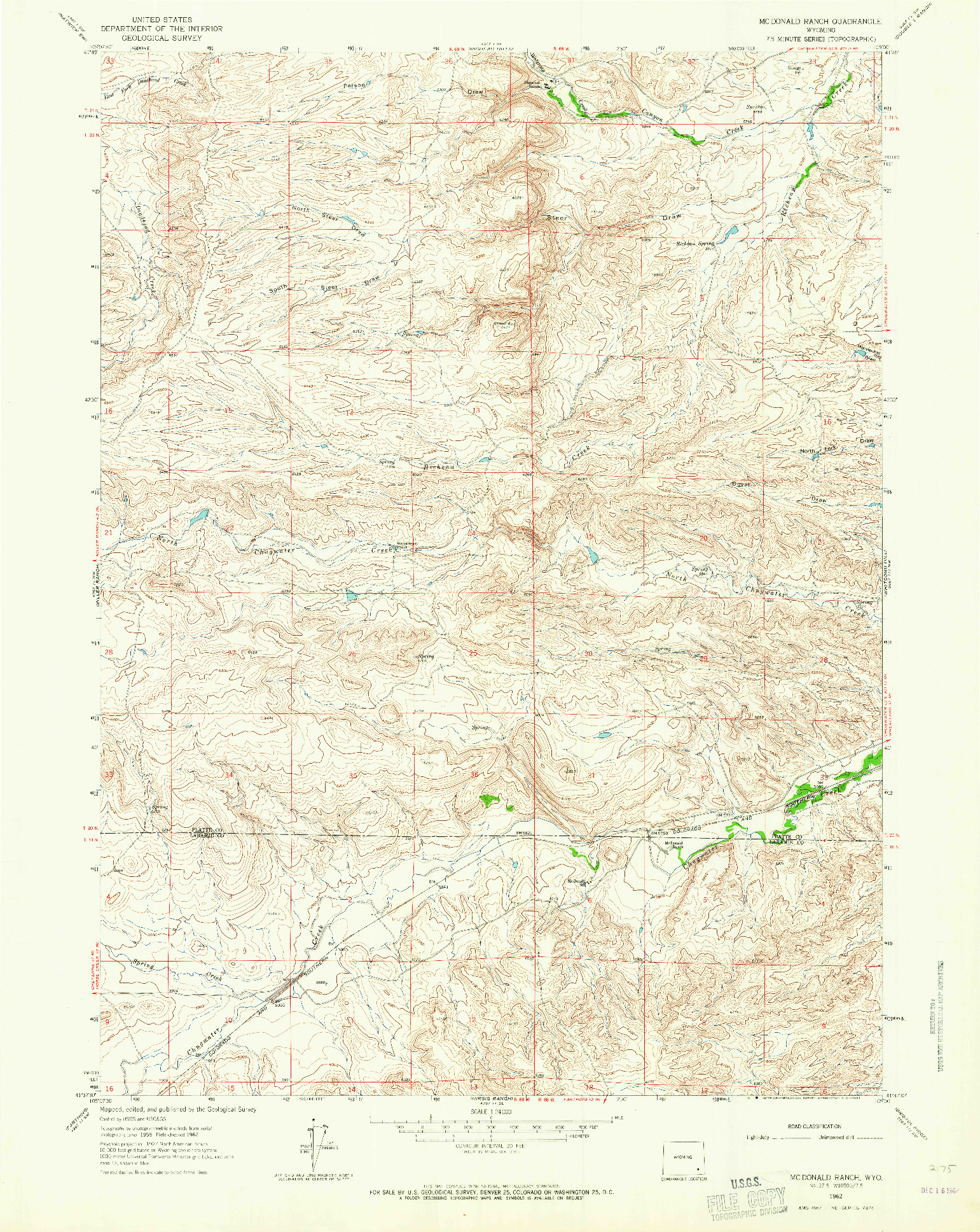 USGS 1:24000-SCALE QUADRANGLE FOR MC DONALD RANCH, WY 1962
