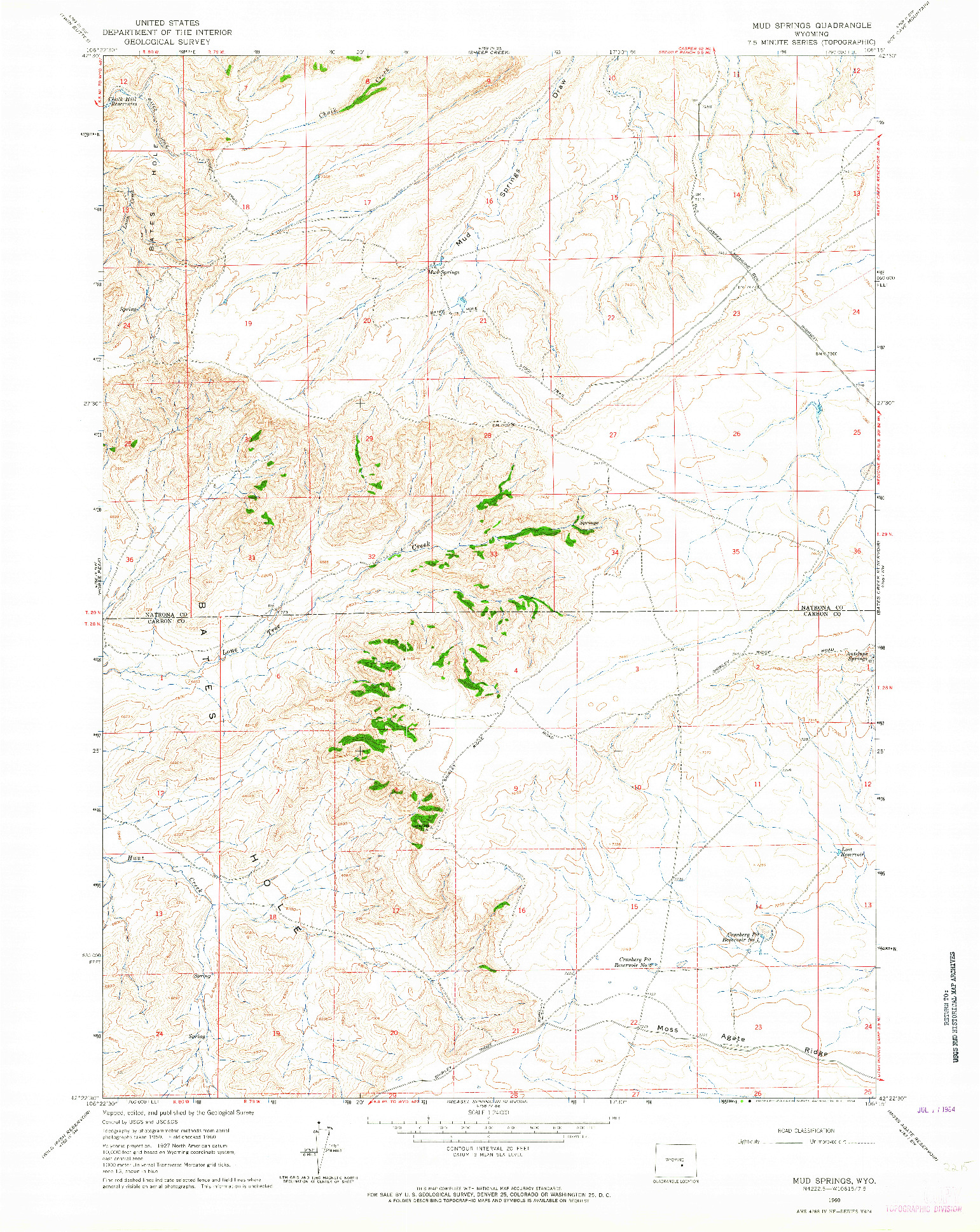 USGS 1:24000-SCALE QUADRANGLE FOR MUD SPRINGS, WY 1960