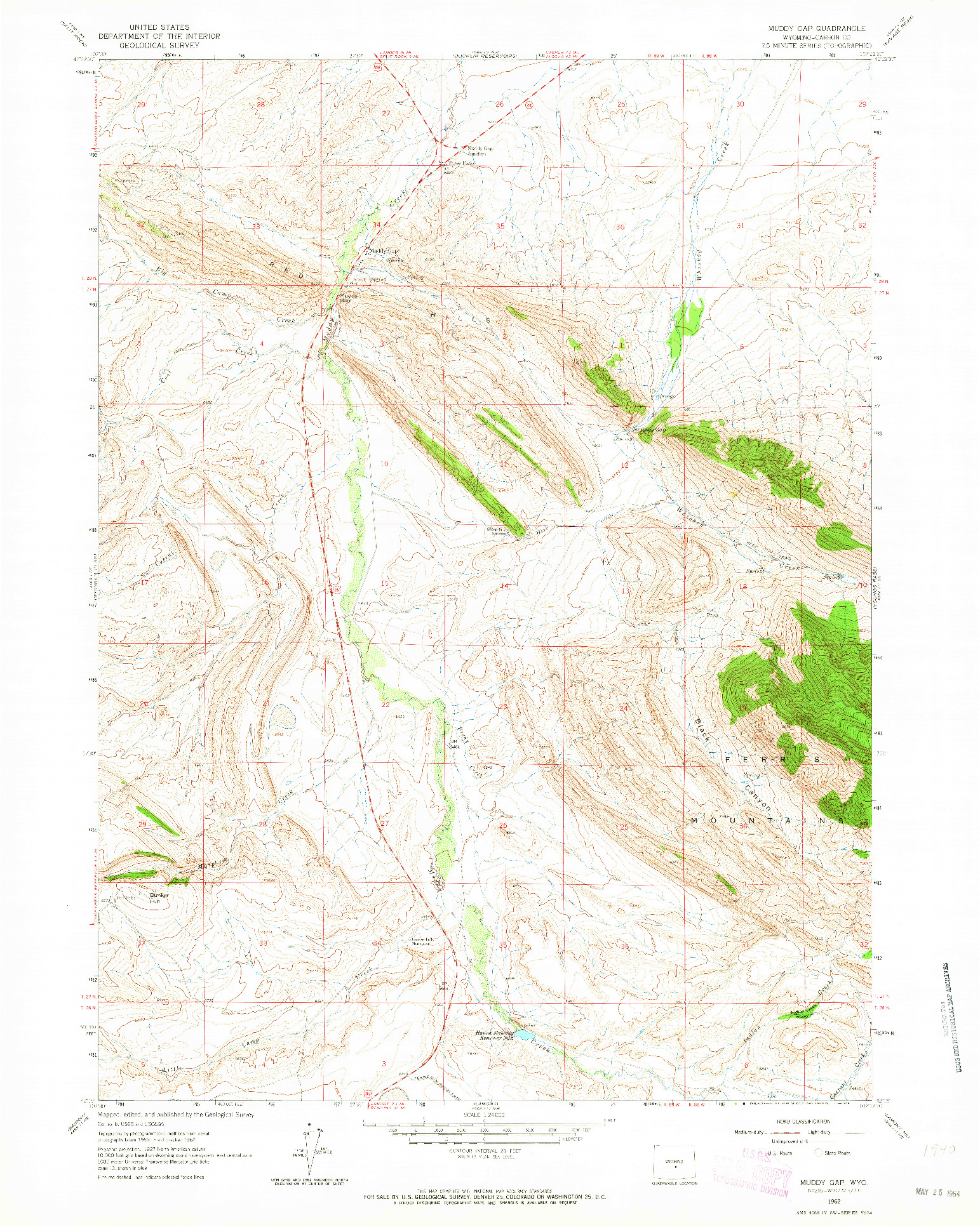 USGS 1:24000-SCALE QUADRANGLE FOR MUDDY GAP, WY 1962