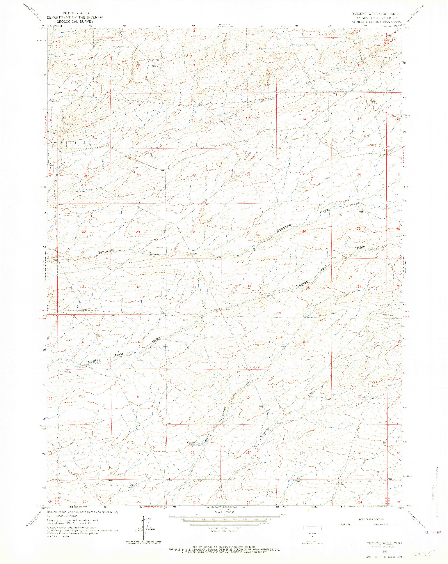 USGS 1:24000-SCALE QUADRANGLE FOR OSBORNE WELL, WY 1961