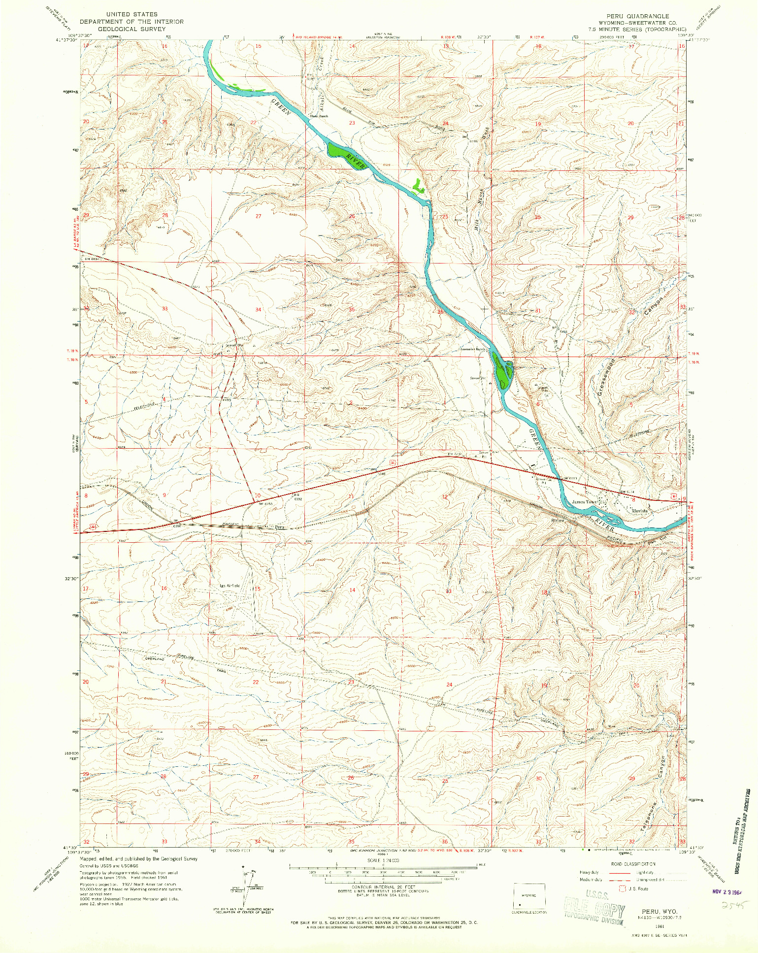 USGS 1:24000-SCALE QUADRANGLE FOR PERU, WY 1961