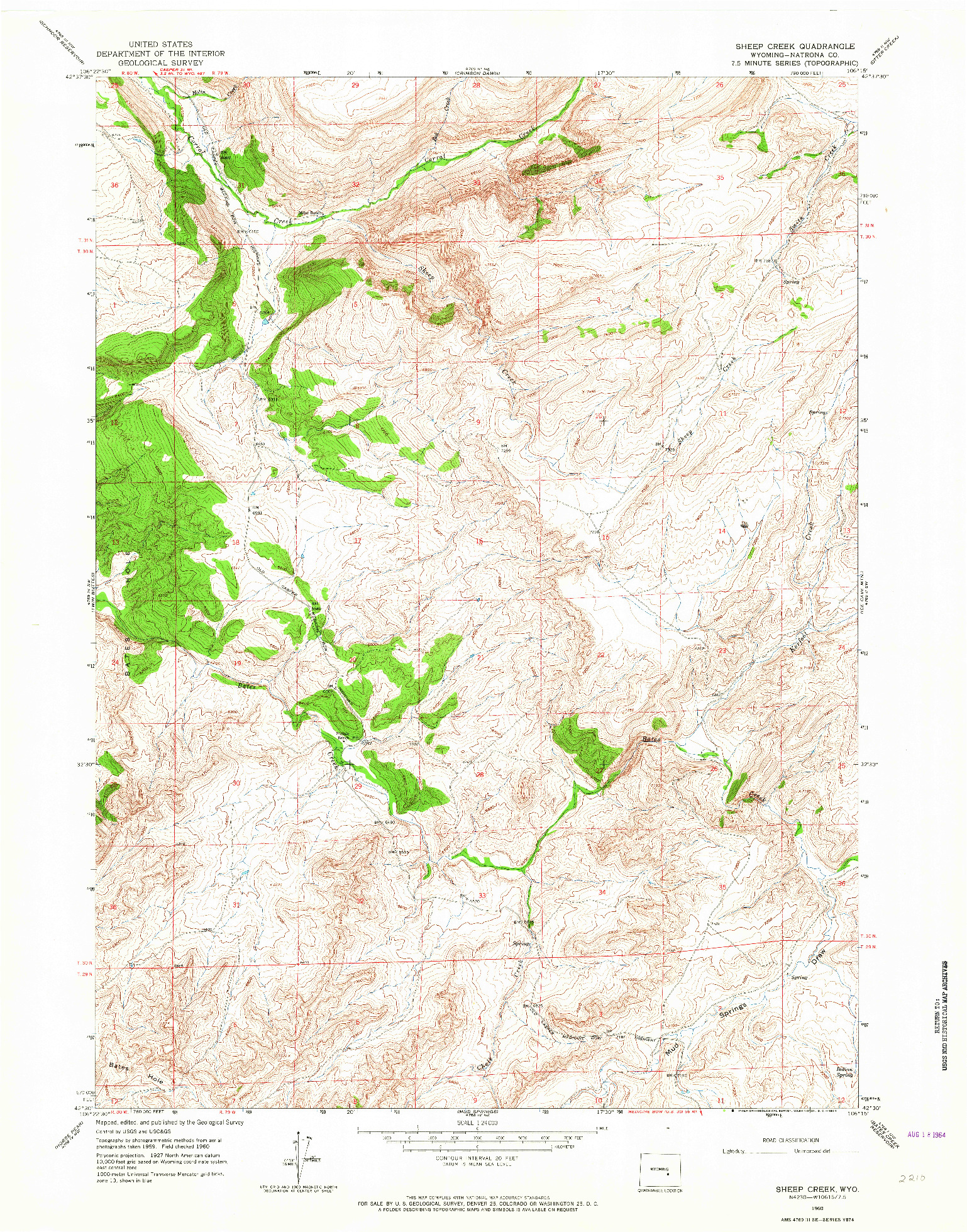 USGS 1:24000-SCALE QUADRANGLE FOR SHEEP CREEK, WY 1960