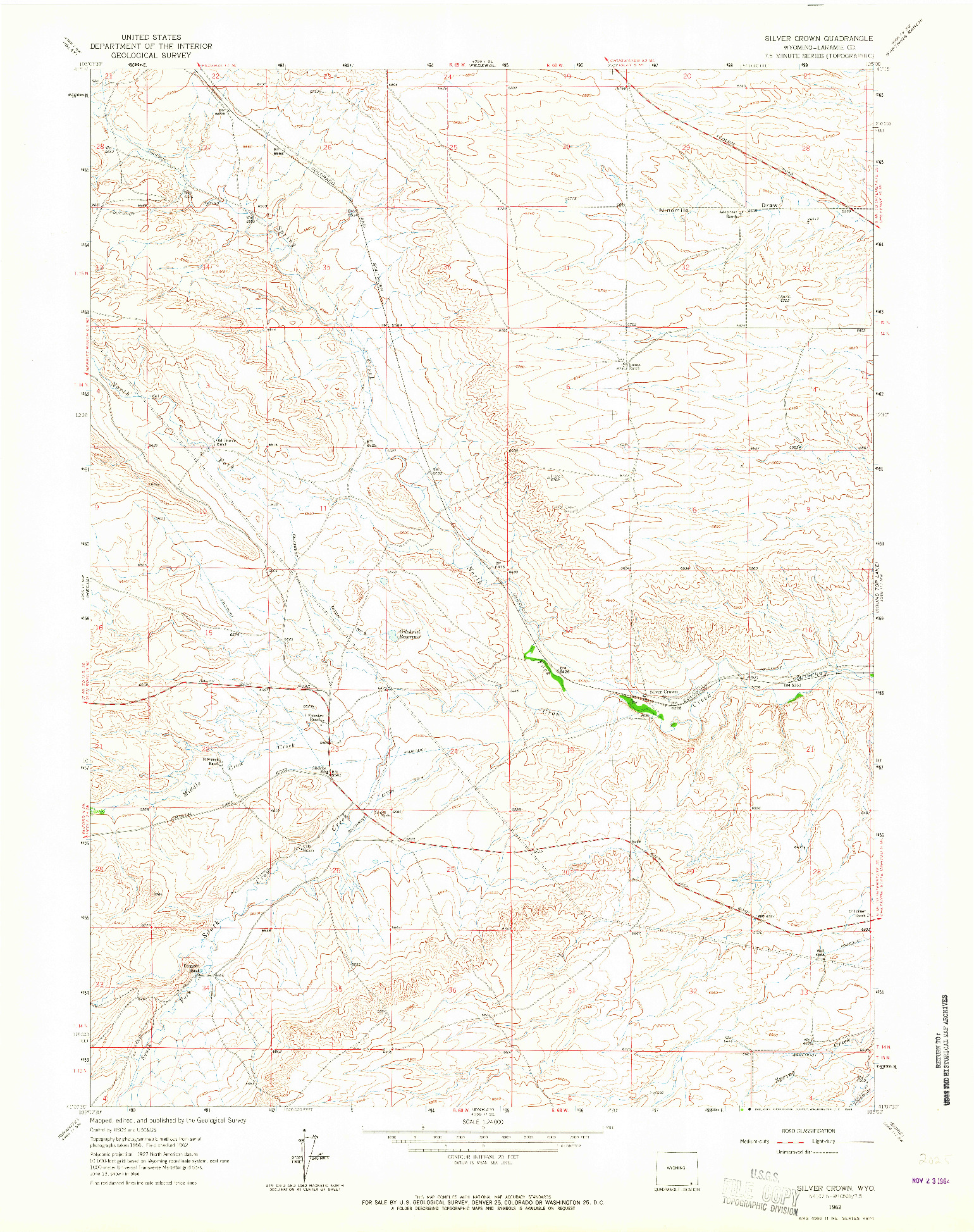 USGS 1:24000-SCALE QUADRANGLE FOR SILVER CROWN, WY 1962