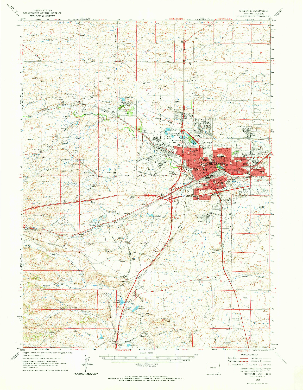 USGS 1:62500-SCALE QUADRANGLE FOR CHEYENNE, WY 1961