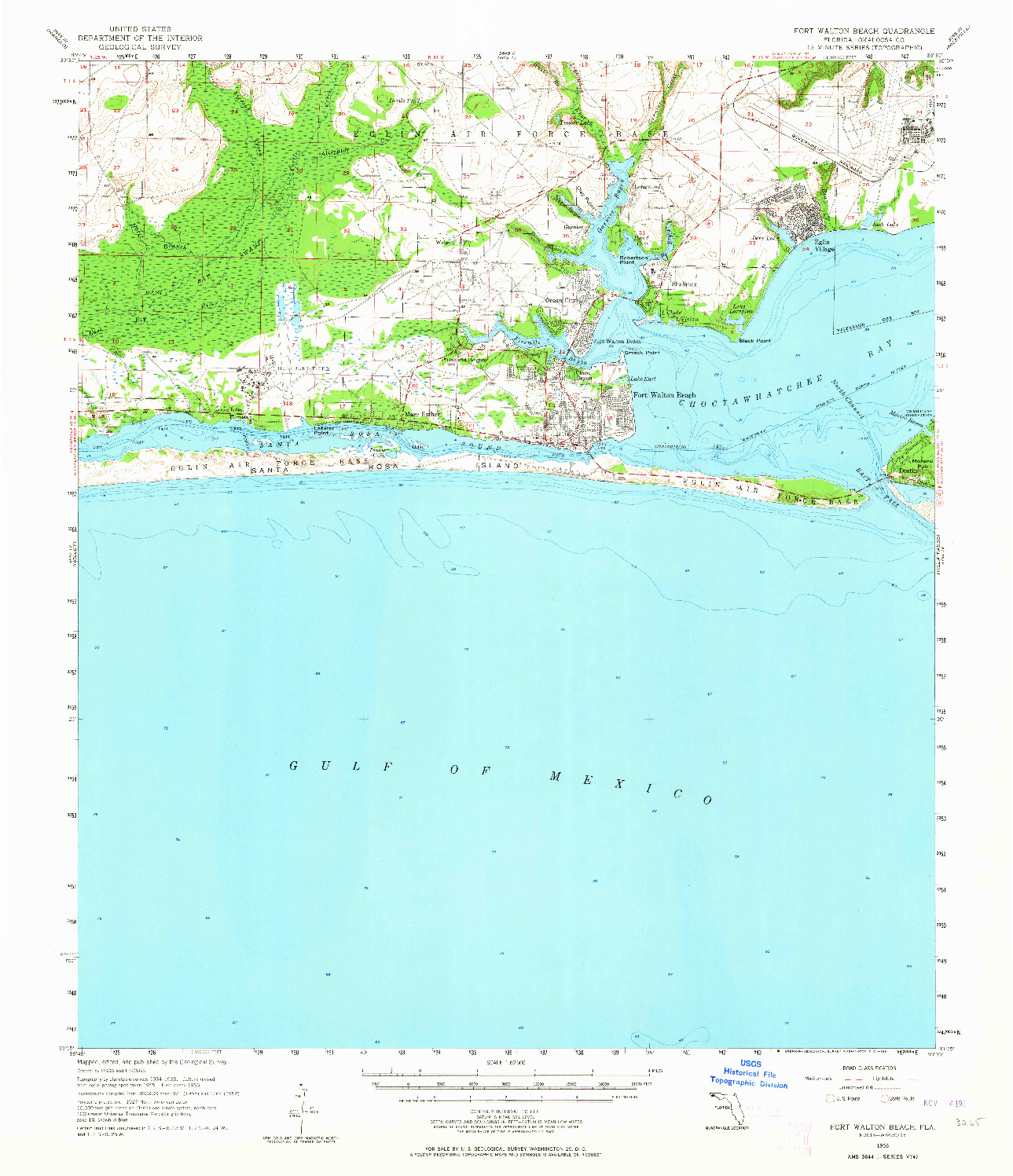 USGS 1:62500-SCALE QUADRANGLE FOR FORT WALTON BEACH, FL 1956