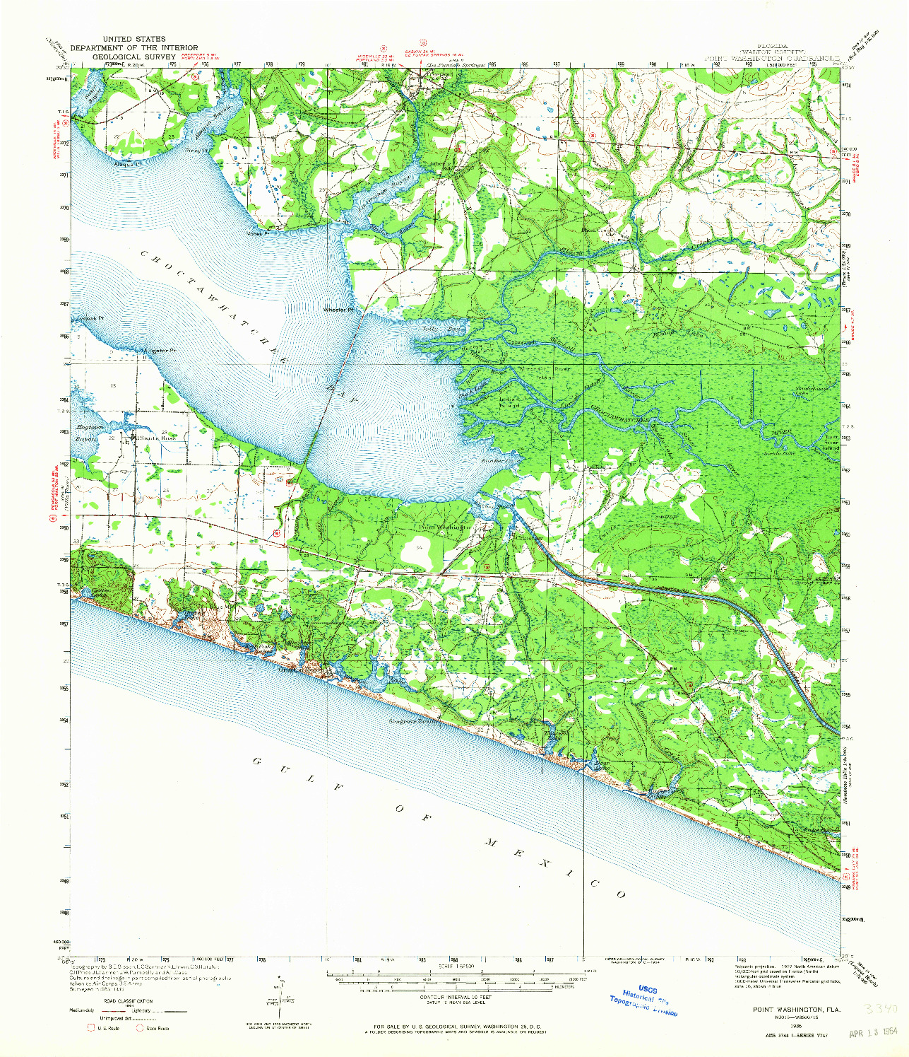 USGS 1:62500-SCALE QUADRANGLE FOR POINT WASHINGTON, FL 1936