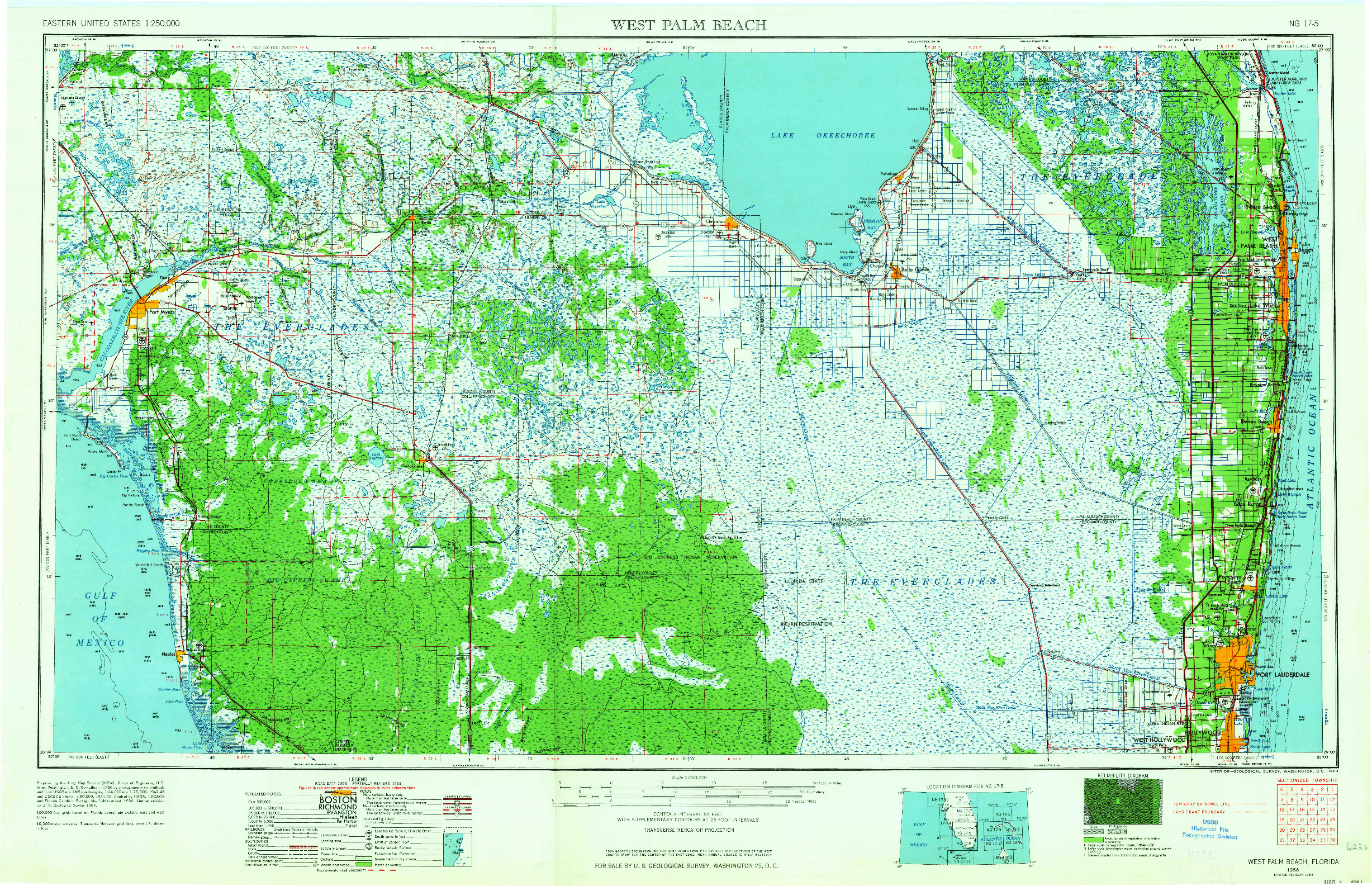 USGS 1:250000-SCALE QUADRANGLE FOR WEST PALM BEACH, FL 1956