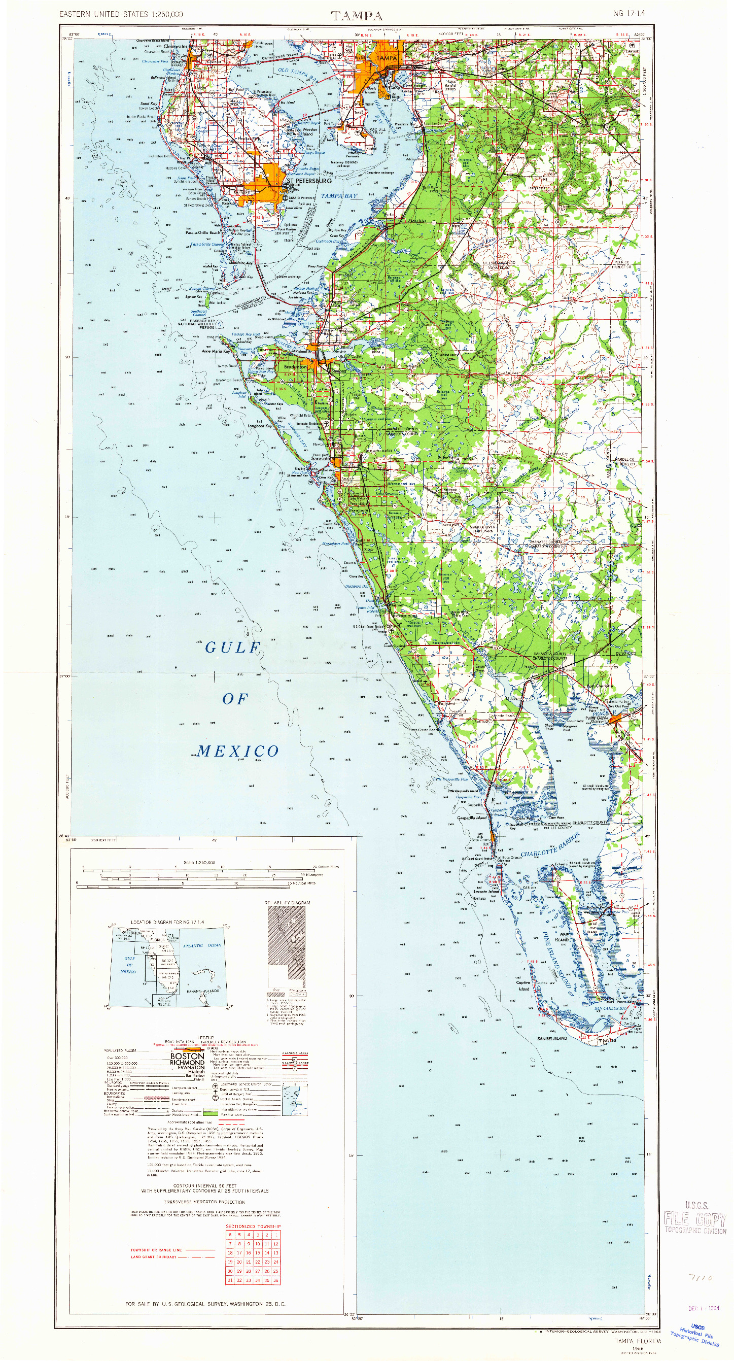 USGS 1:250000-SCALE QUADRANGLE FOR TAMPA, FL 1956
