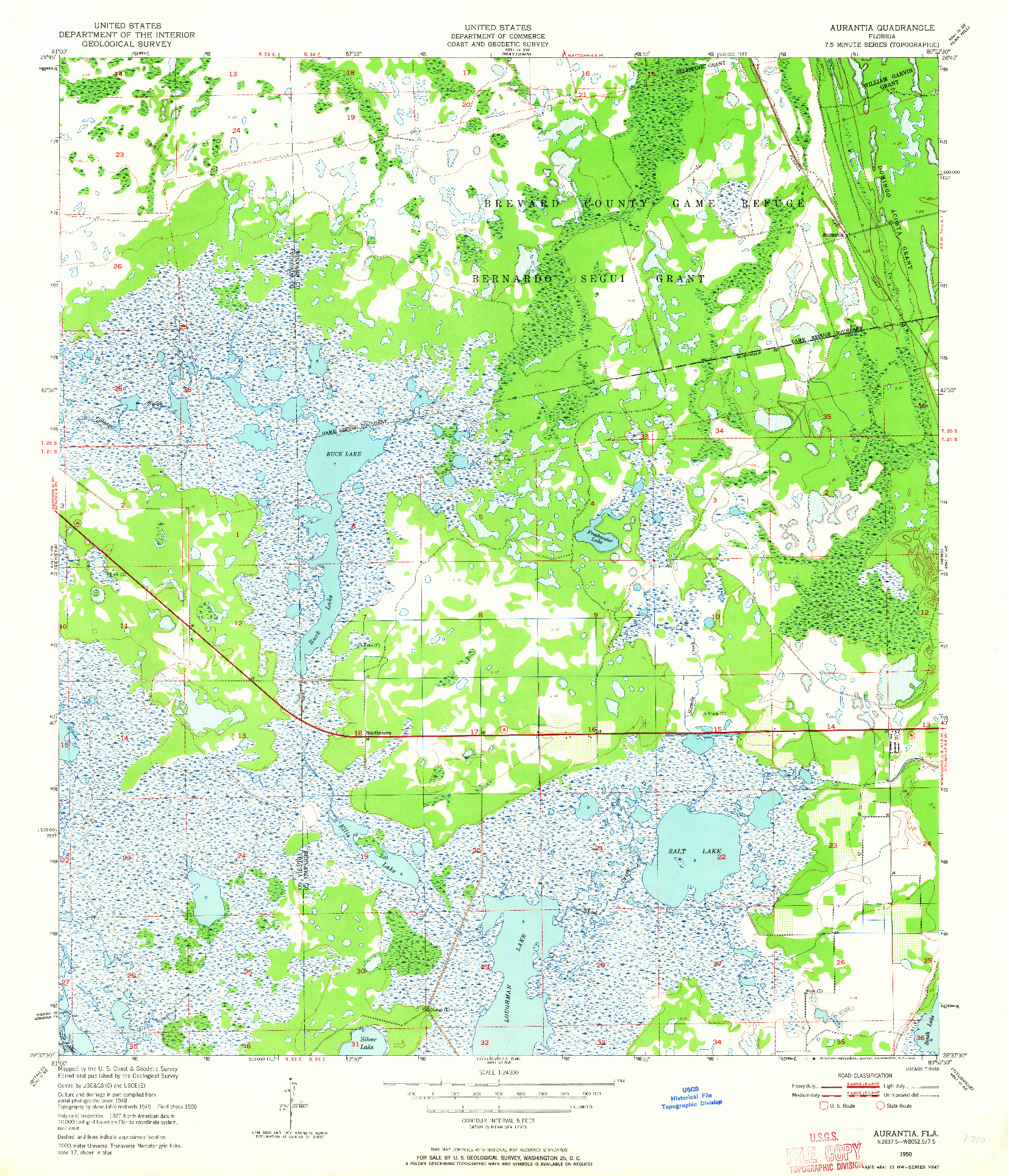 USGS 1:24000-SCALE QUADRANGLE FOR AURANTIA, FL 1950