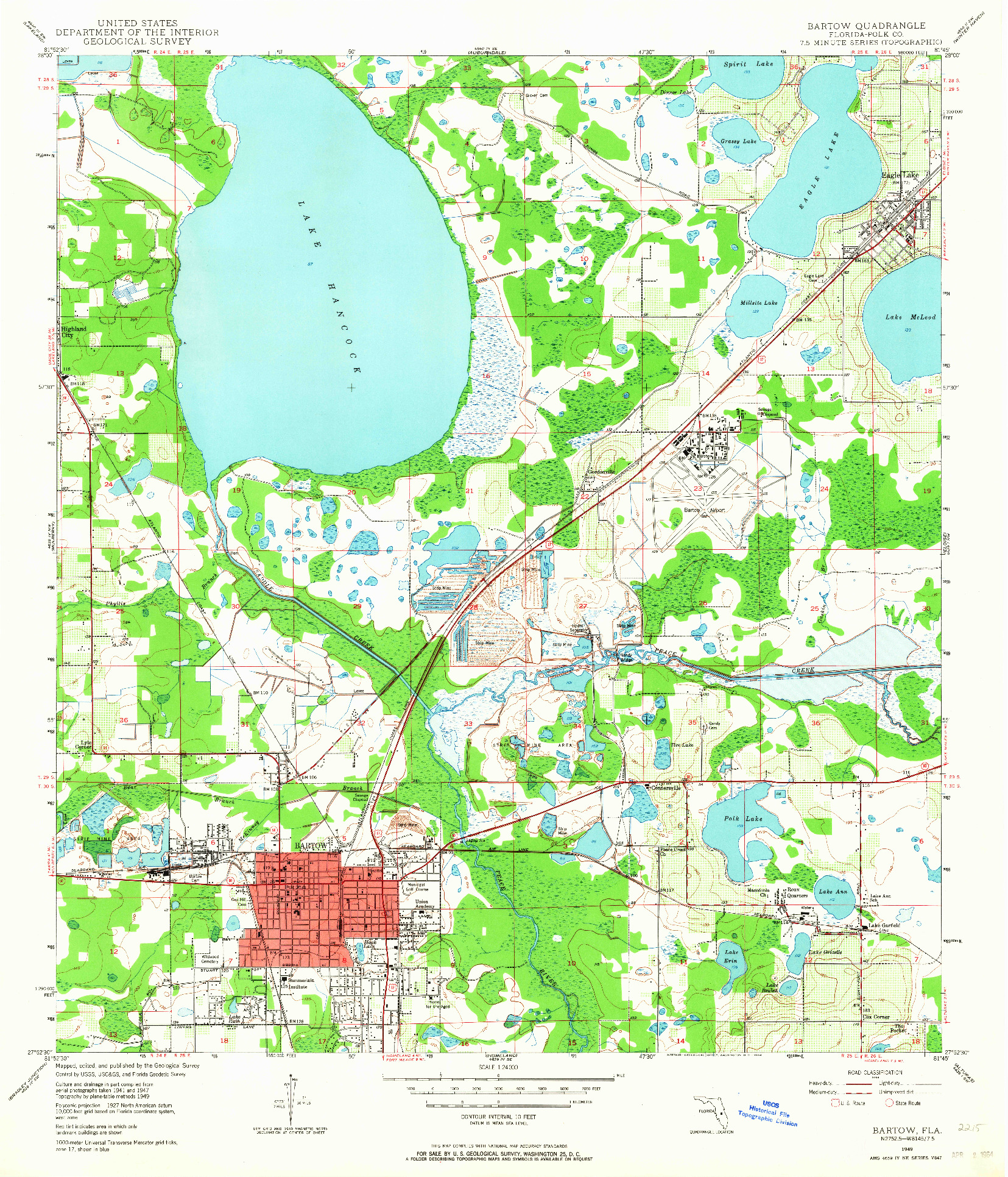 USGS 1:24000-SCALE QUADRANGLE FOR BARTOW, FL 1949