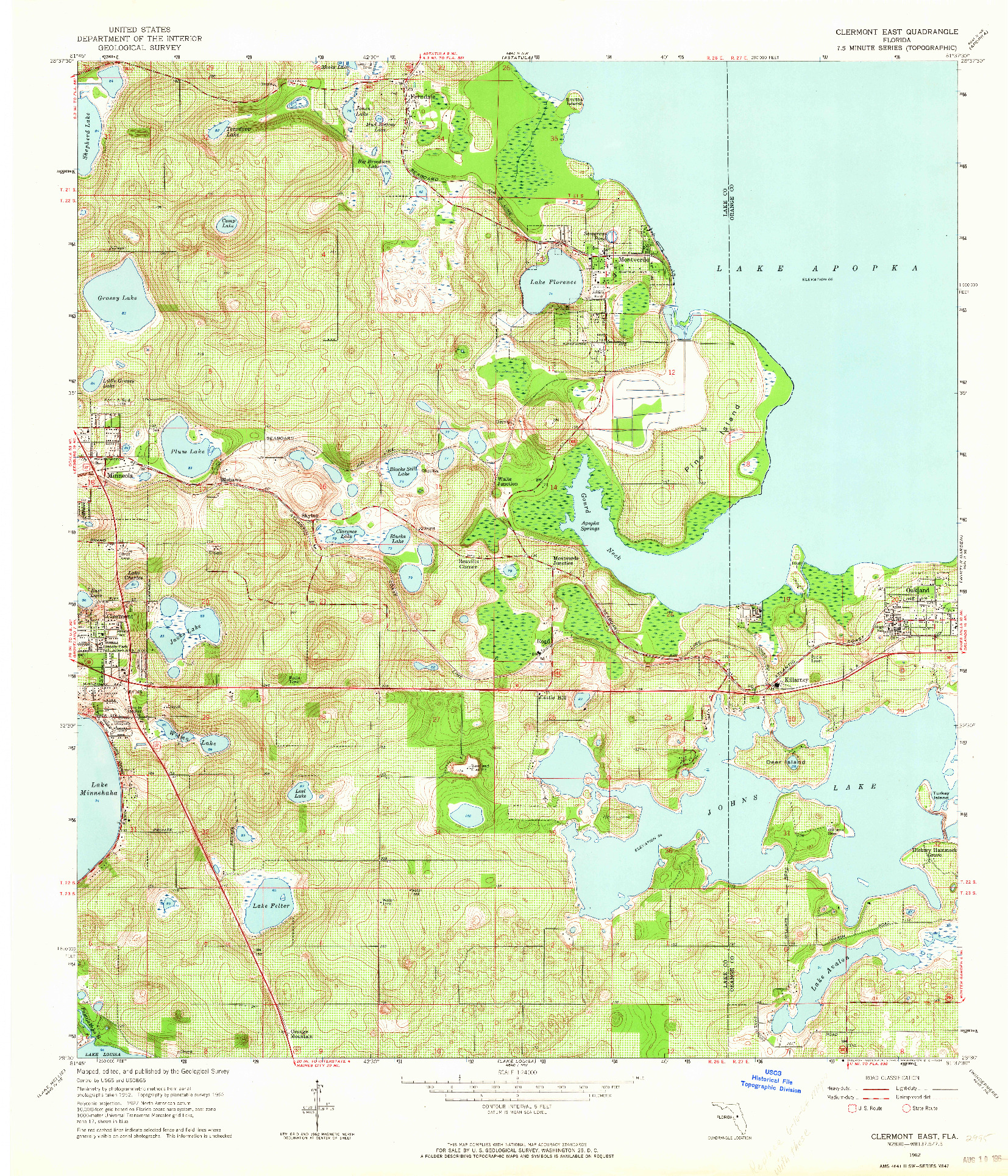 USGS 1:24000-SCALE QUADRANGLE FOR CLERMONT EAST, FL 1962