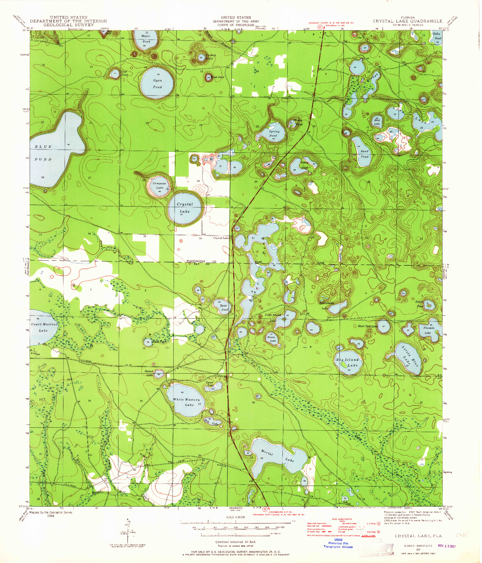 USGS 1:24000-SCALE QUADRANGLE FOR CRYSTAL LAKE, FL 1944