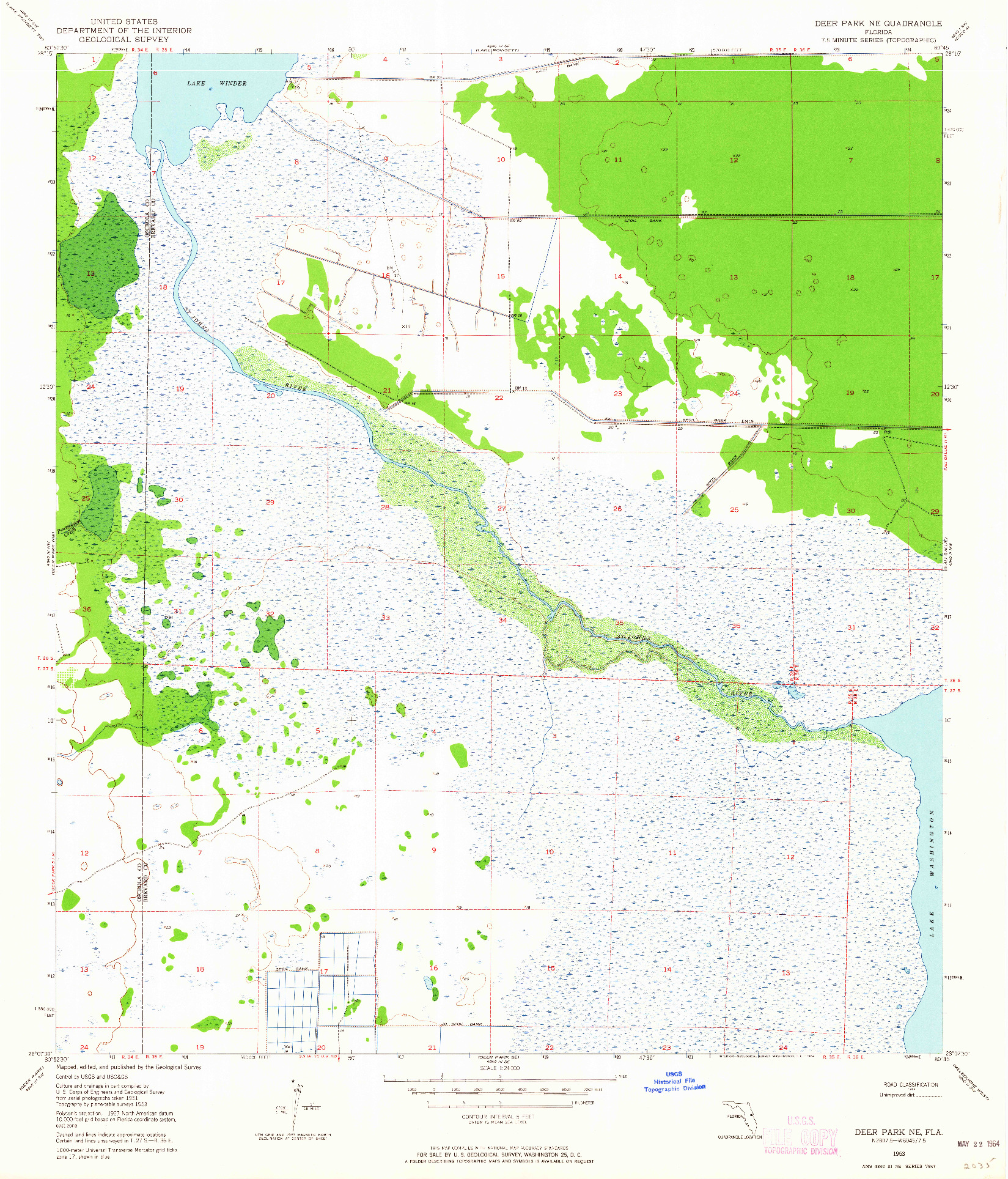 USGS 1:24000-SCALE QUADRANGLE FOR DEER PARK NE, FL 1953