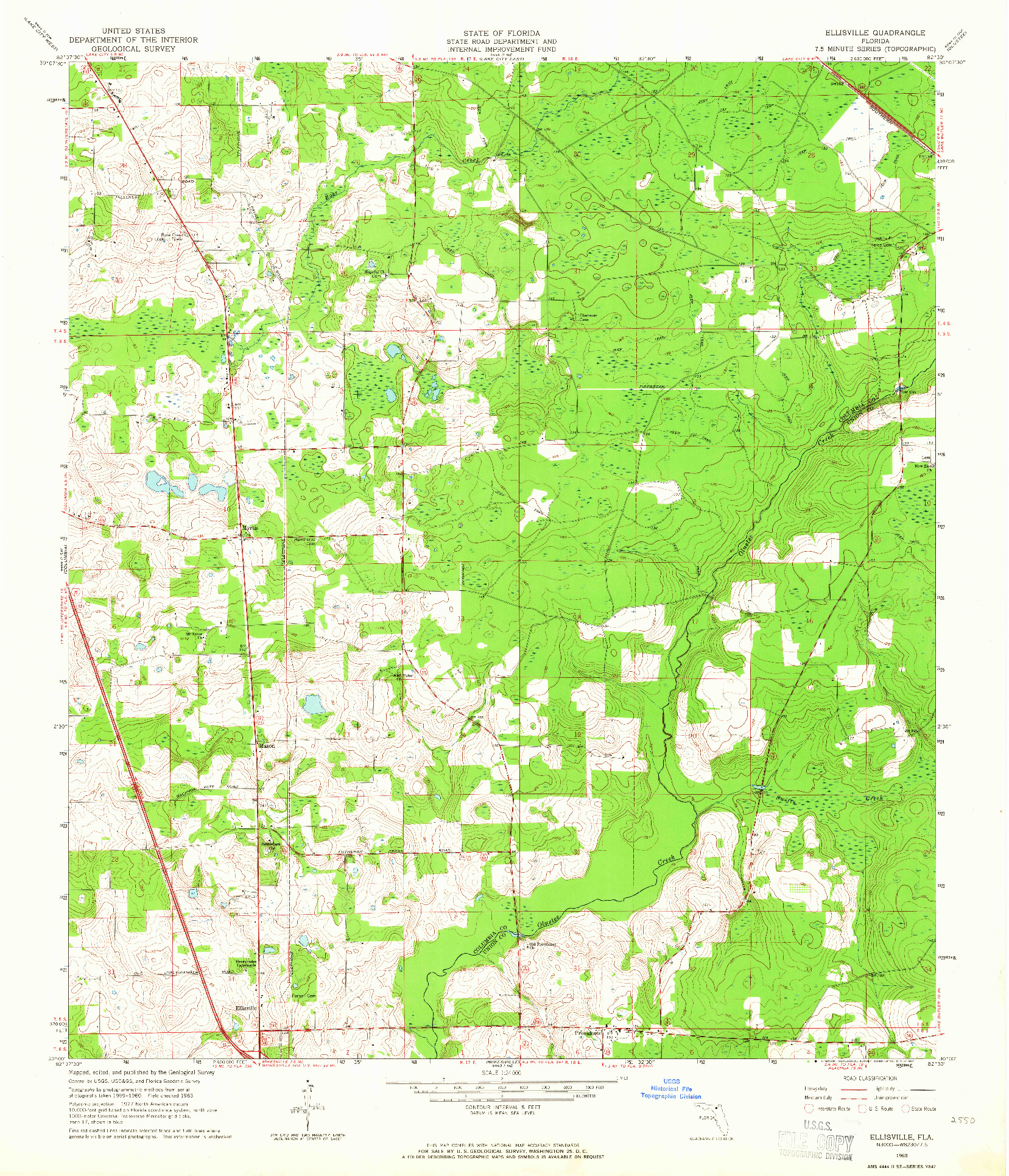 USGS 1:24000-SCALE QUADRANGLE FOR ELLISVILLE, FL 1963