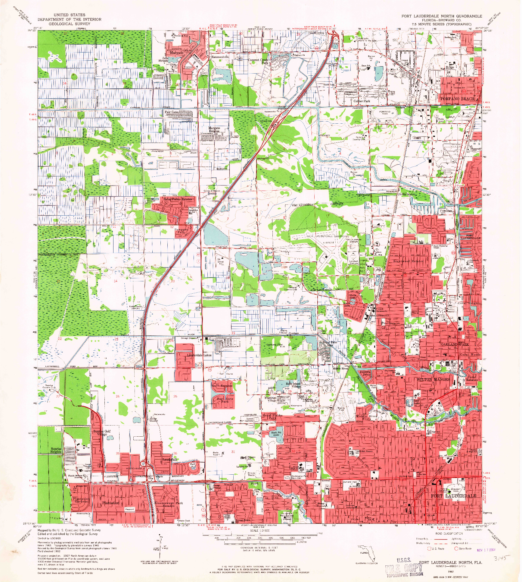 USGS 1:24000-SCALE QUADRANGLE FOR FORT LAUDERDALE NORTH, FL 1962