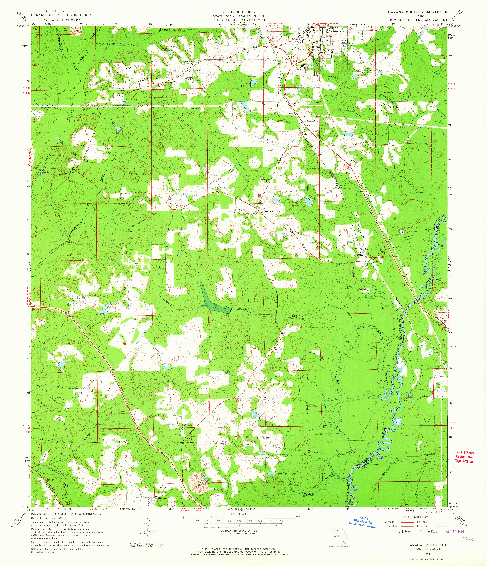 USGS 1:24000-SCALE QUADRANGLE FOR HAVANA SOUTH, FL 1963