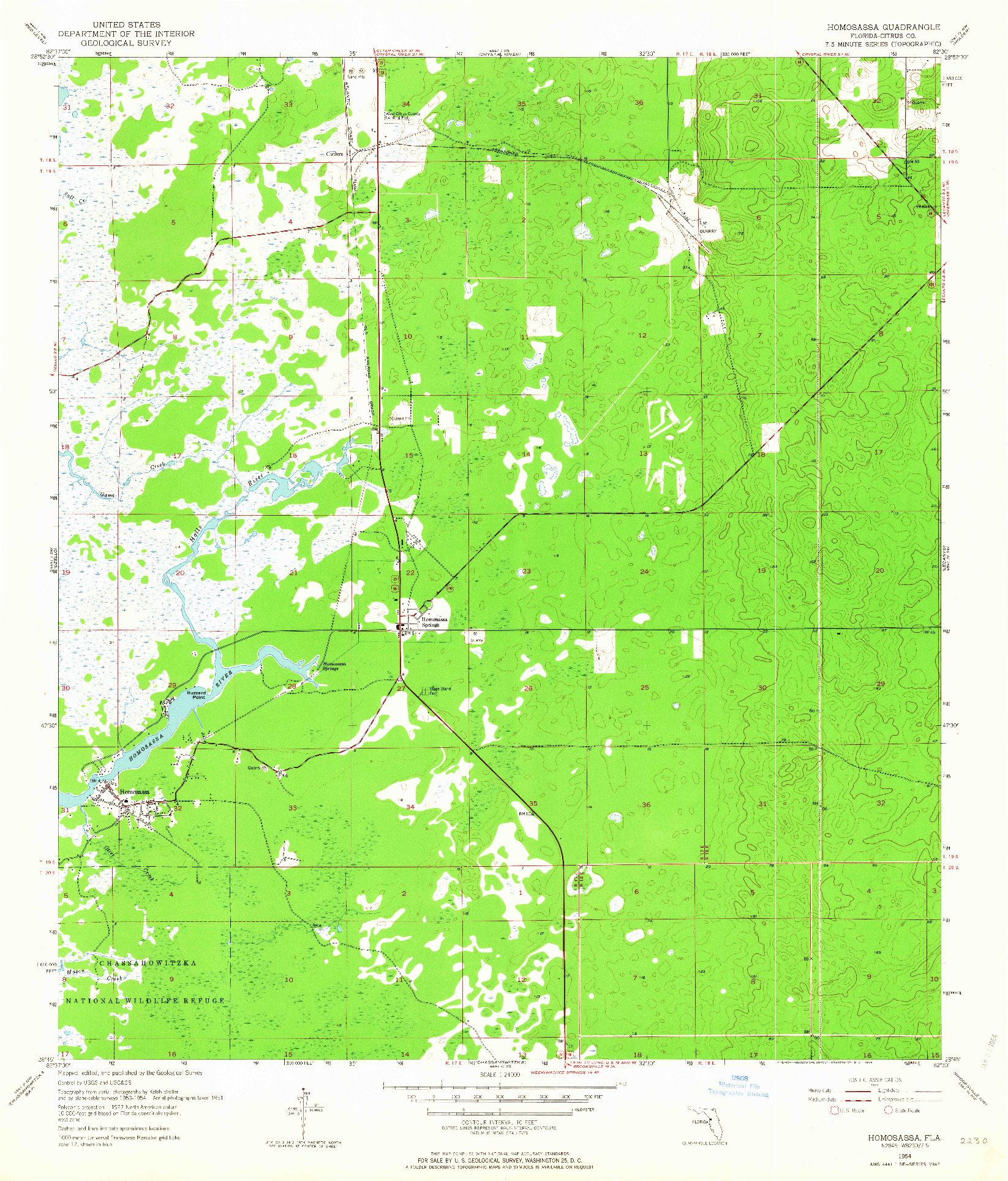 USGS 1:24000-SCALE QUADRANGLE FOR HOMOSASSA, FL 1954