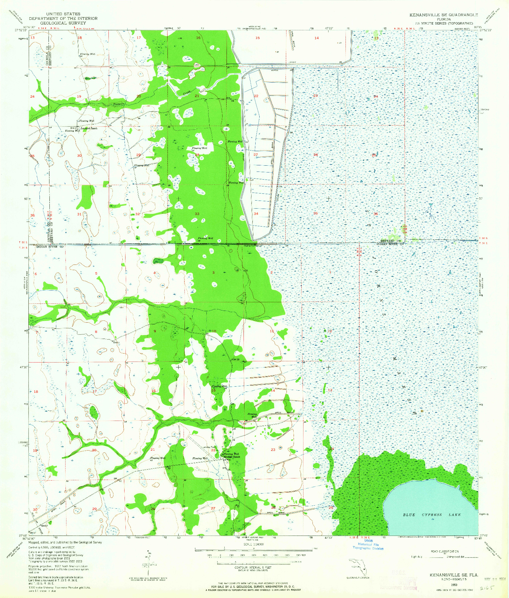 USGS 1:24000-SCALE QUADRANGLE FOR KENANSVILLE SE, FL 1953