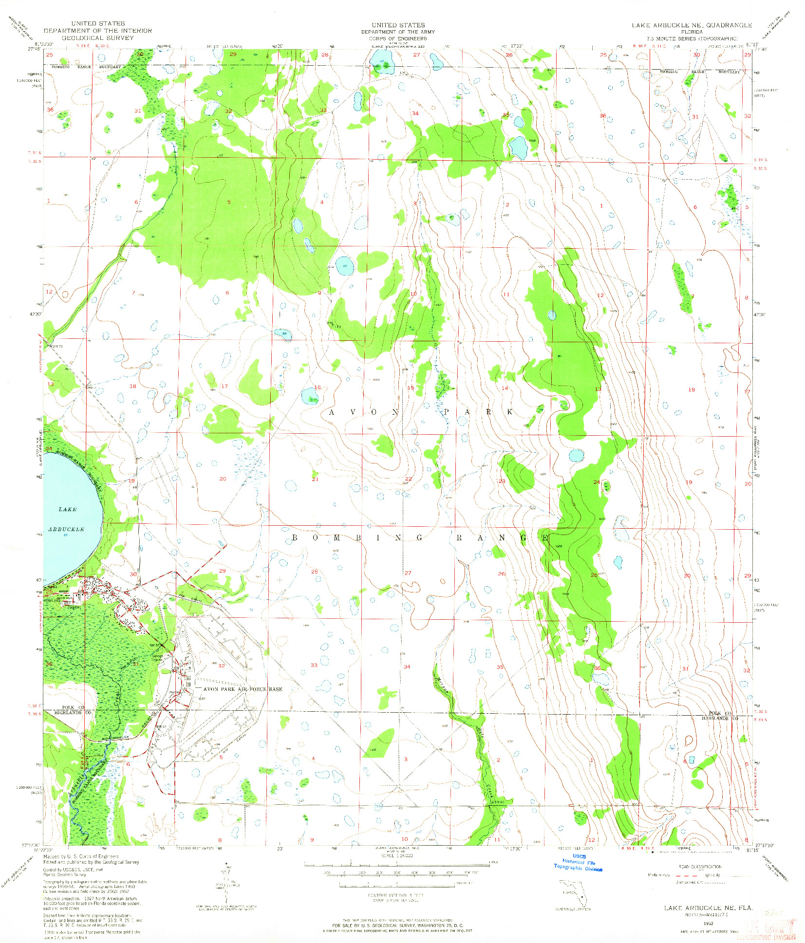 USGS 1:24000-SCALE QUADRANGLE FOR LAKE ARBUCKLE NE, FL 1952