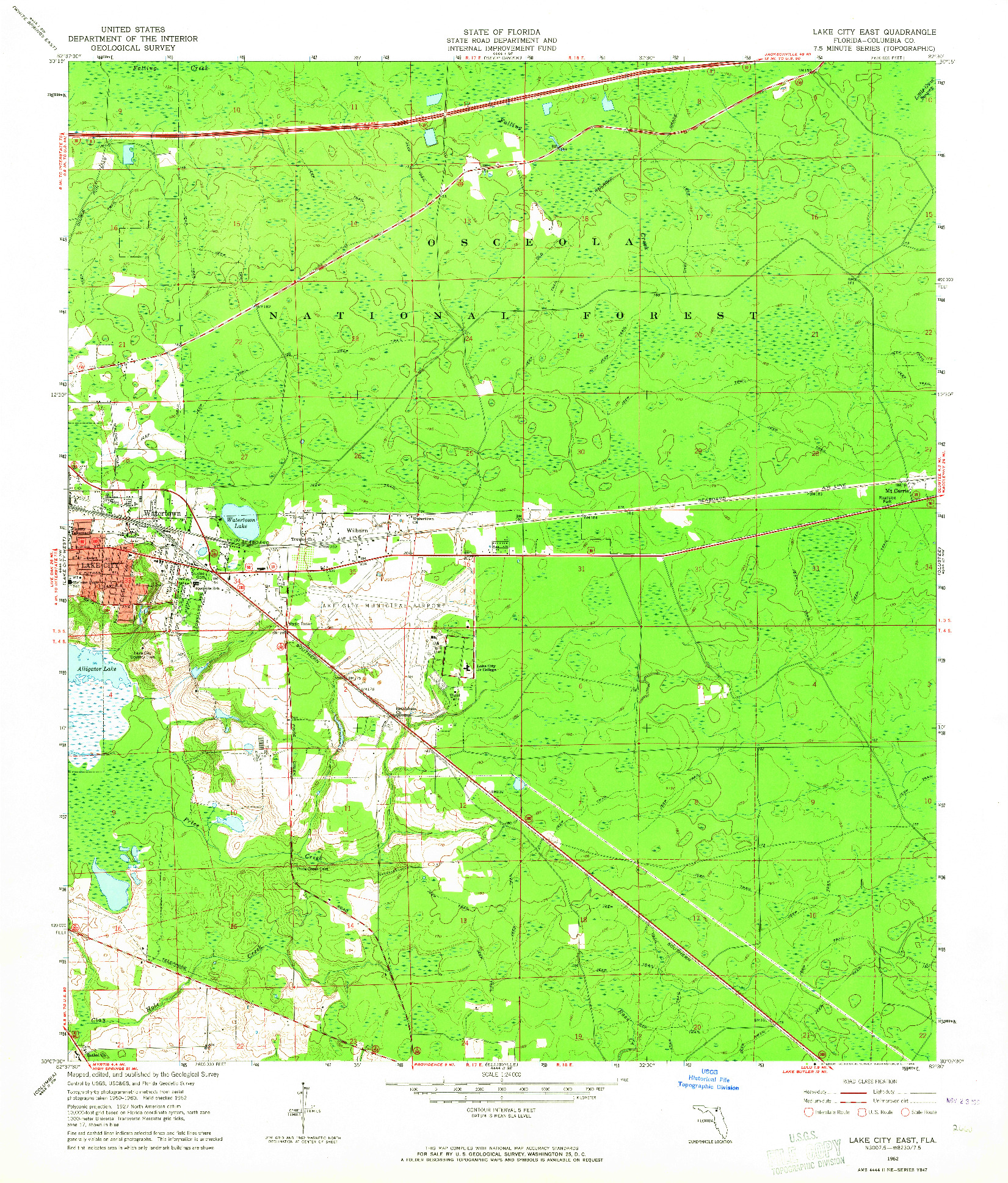 USGS 1:24000-SCALE QUADRANGLE FOR LAKE CITY EAST, FL 1962