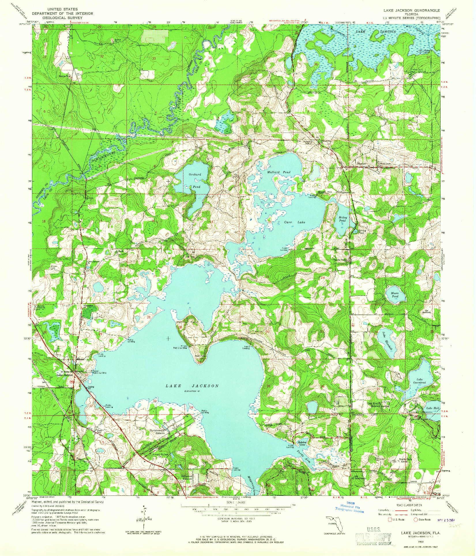 USGS 1:24000-SCALE QUADRANGLE FOR LAKE JACKSON, FL 1963