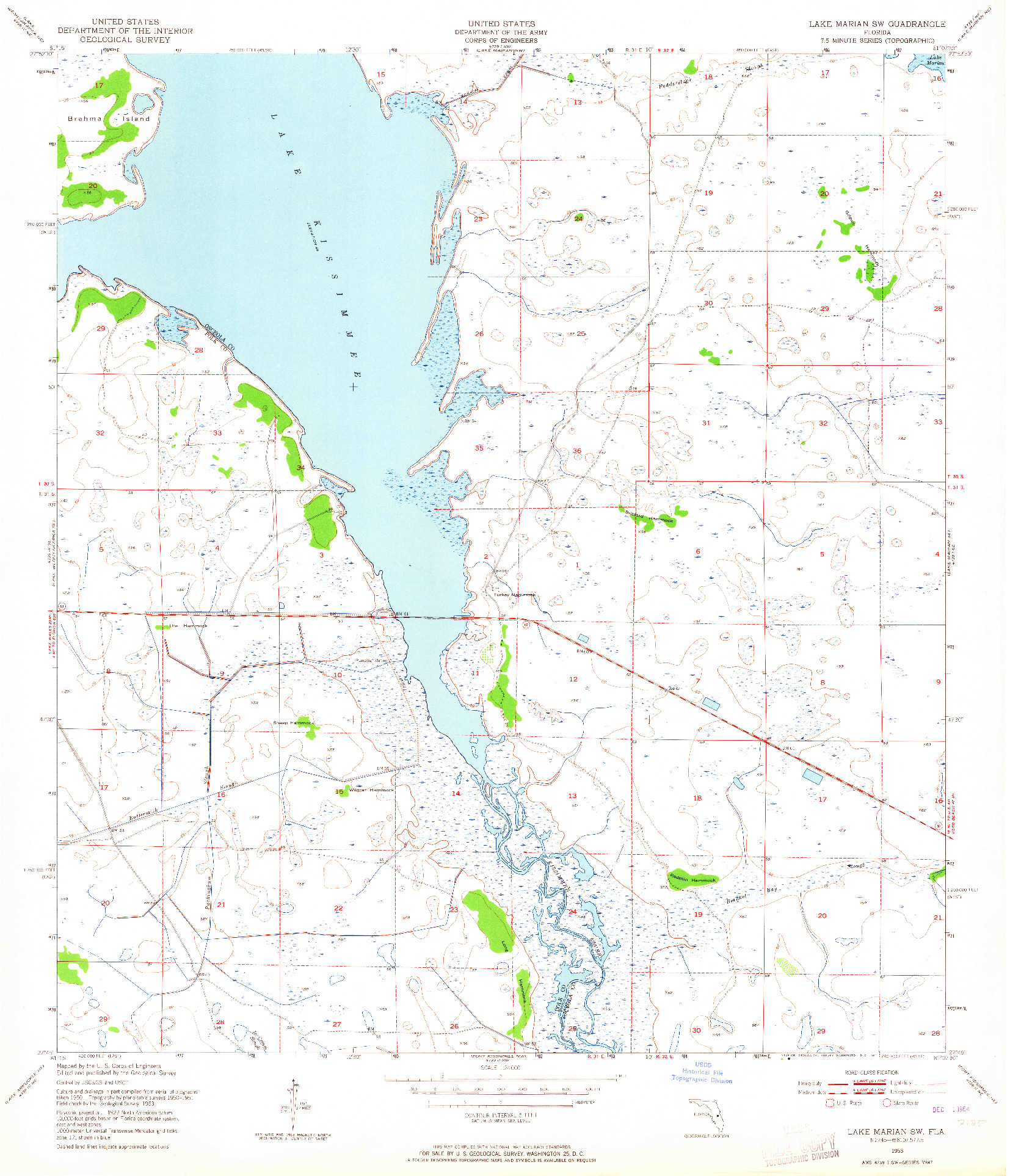 USGS 1:24000-SCALE QUADRANGLE FOR LAKE MARIAN SW, FL 1953