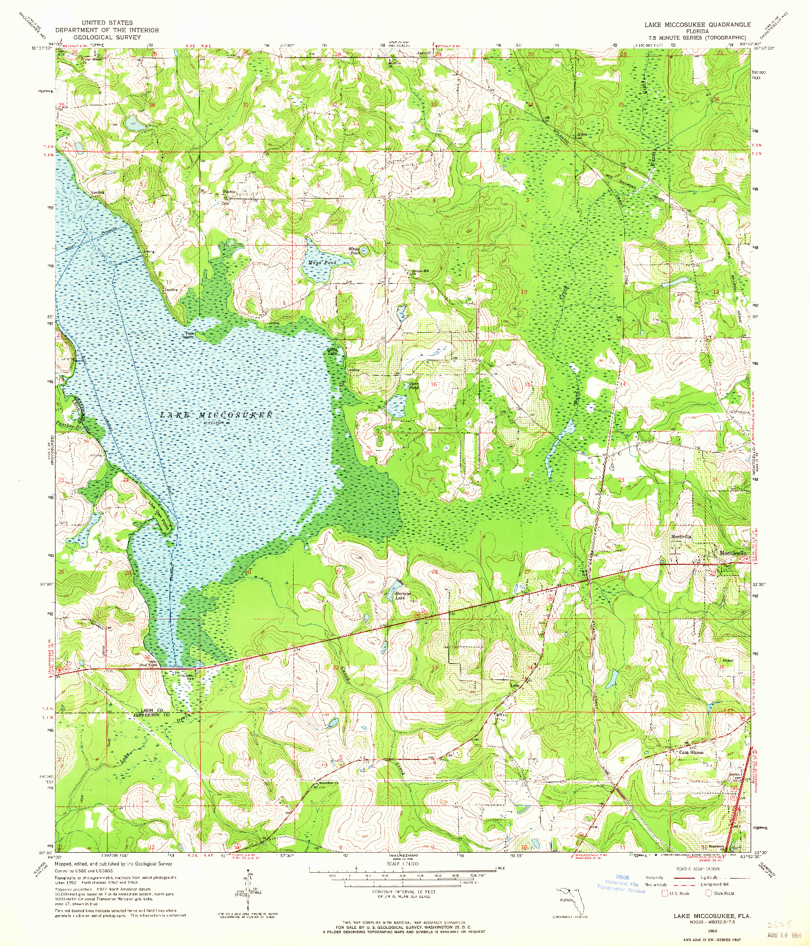 USGS 1:24000-SCALE QUADRANGLE FOR LAKE MICCOSUKEE, FL 1963