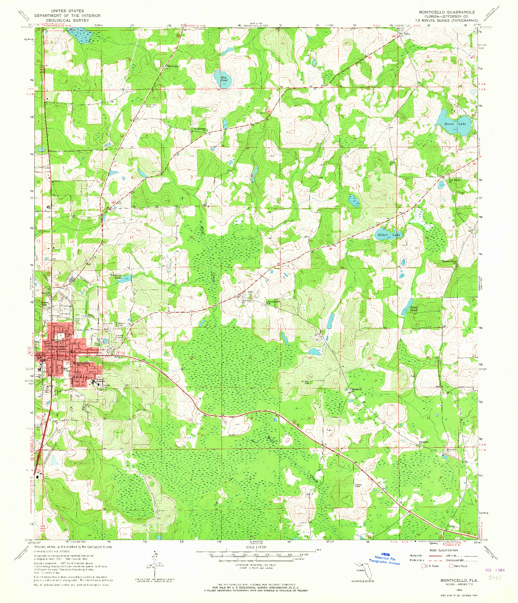 USGS 1:24000-SCALE QUADRANGLE FOR MONTICELLO, FL 1963