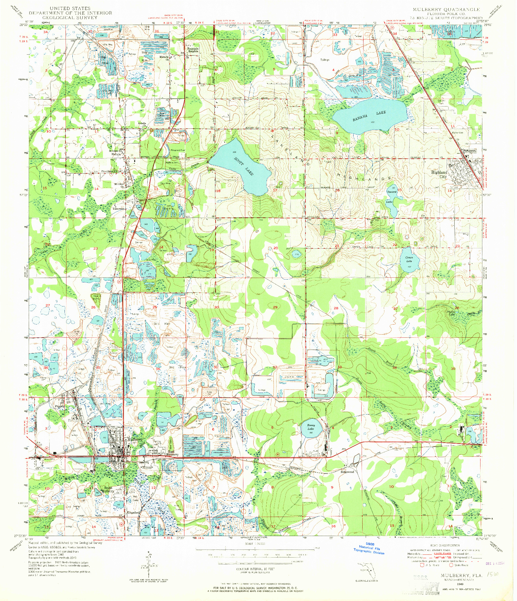 USGS 1:24000-SCALE QUADRANGLE FOR MULBERRY, FL 1949