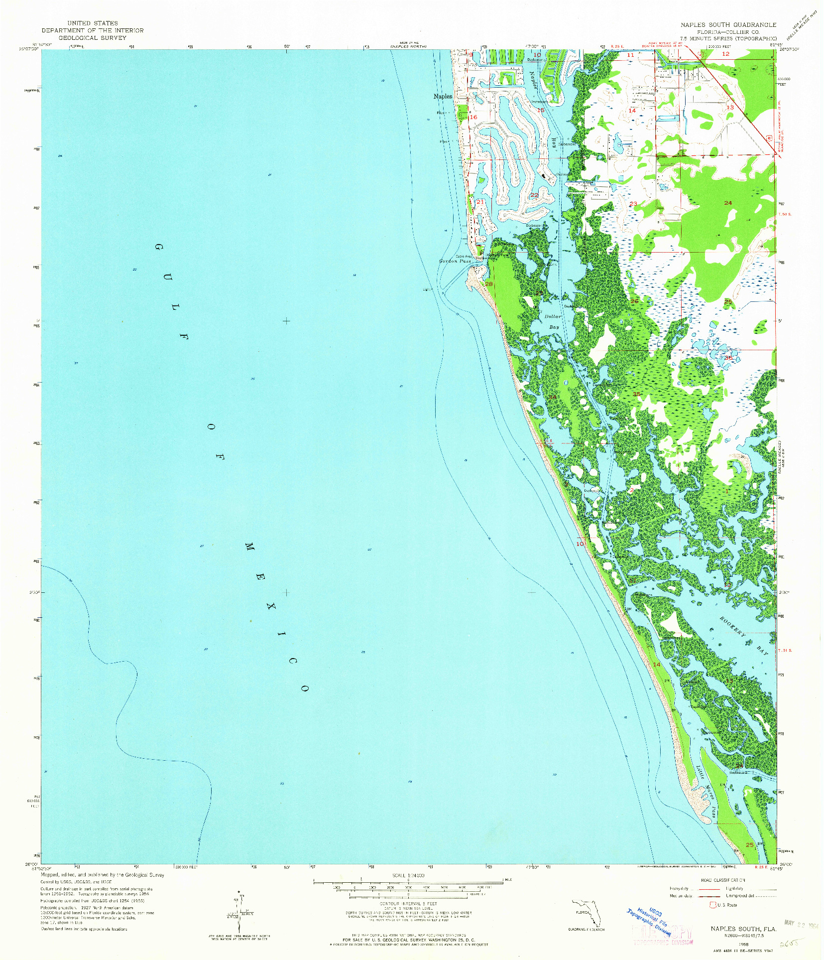 USGS 1:24000-SCALE QUADRANGLE FOR NAPLES SOUTH, FL 1958