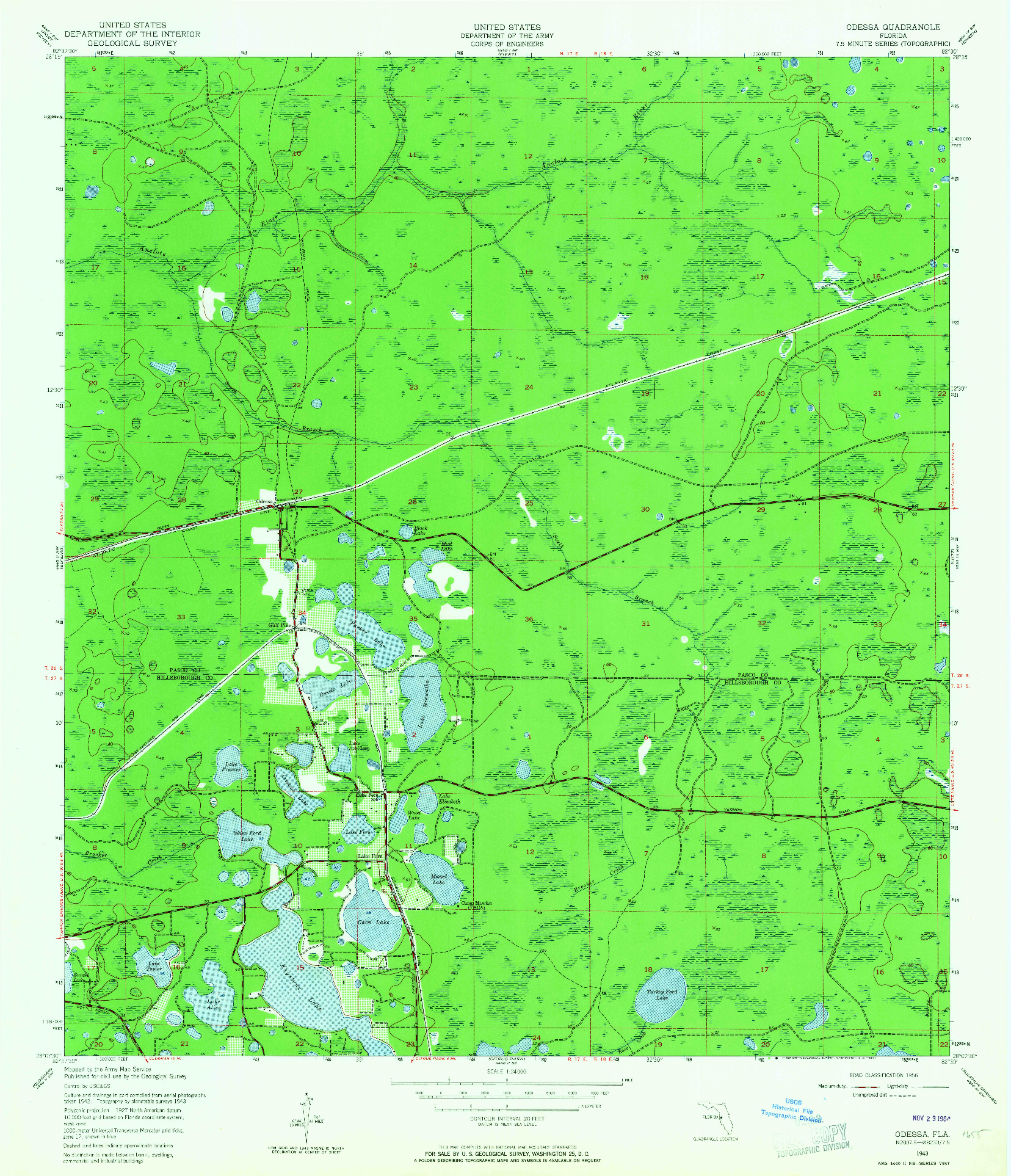 USGS 1:24000-SCALE QUADRANGLE FOR ODESSA, FL 1943