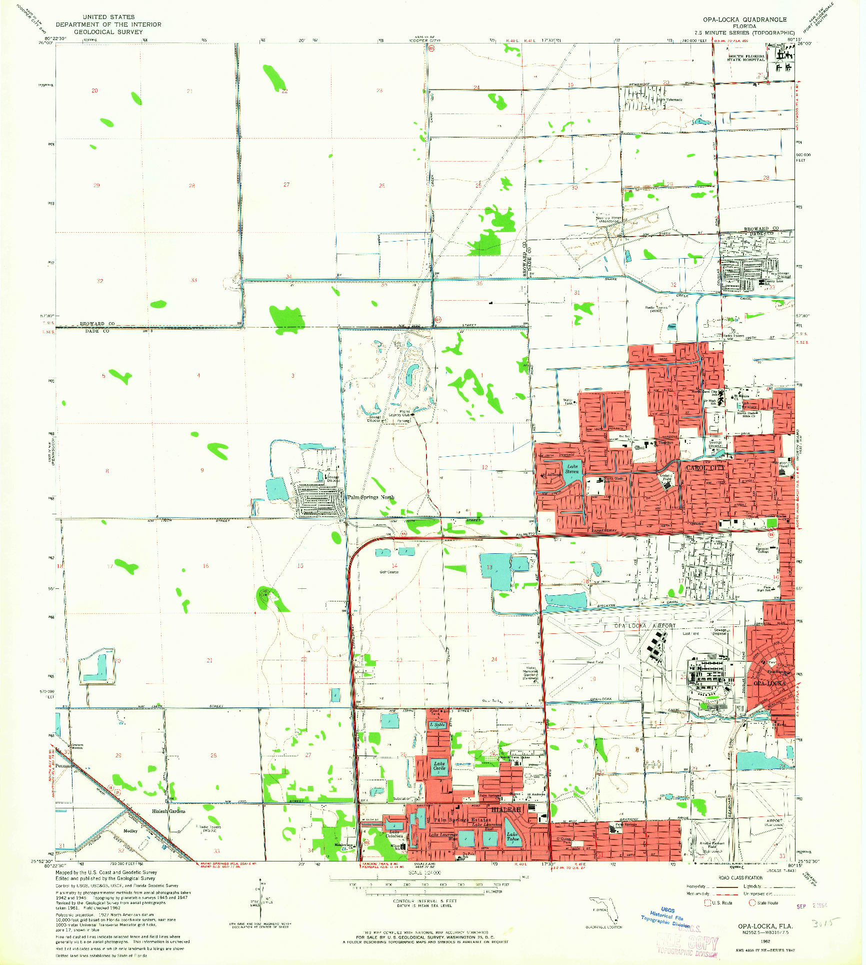 USGS 1:24000-SCALE QUADRANGLE FOR OPA-LOCKA, FL 1962