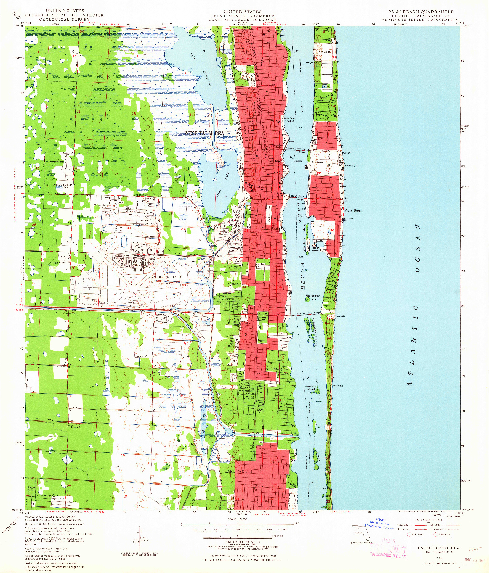 USGS 1:24000-SCALE QUADRANGLE FOR PALM BEACH, FL 1946