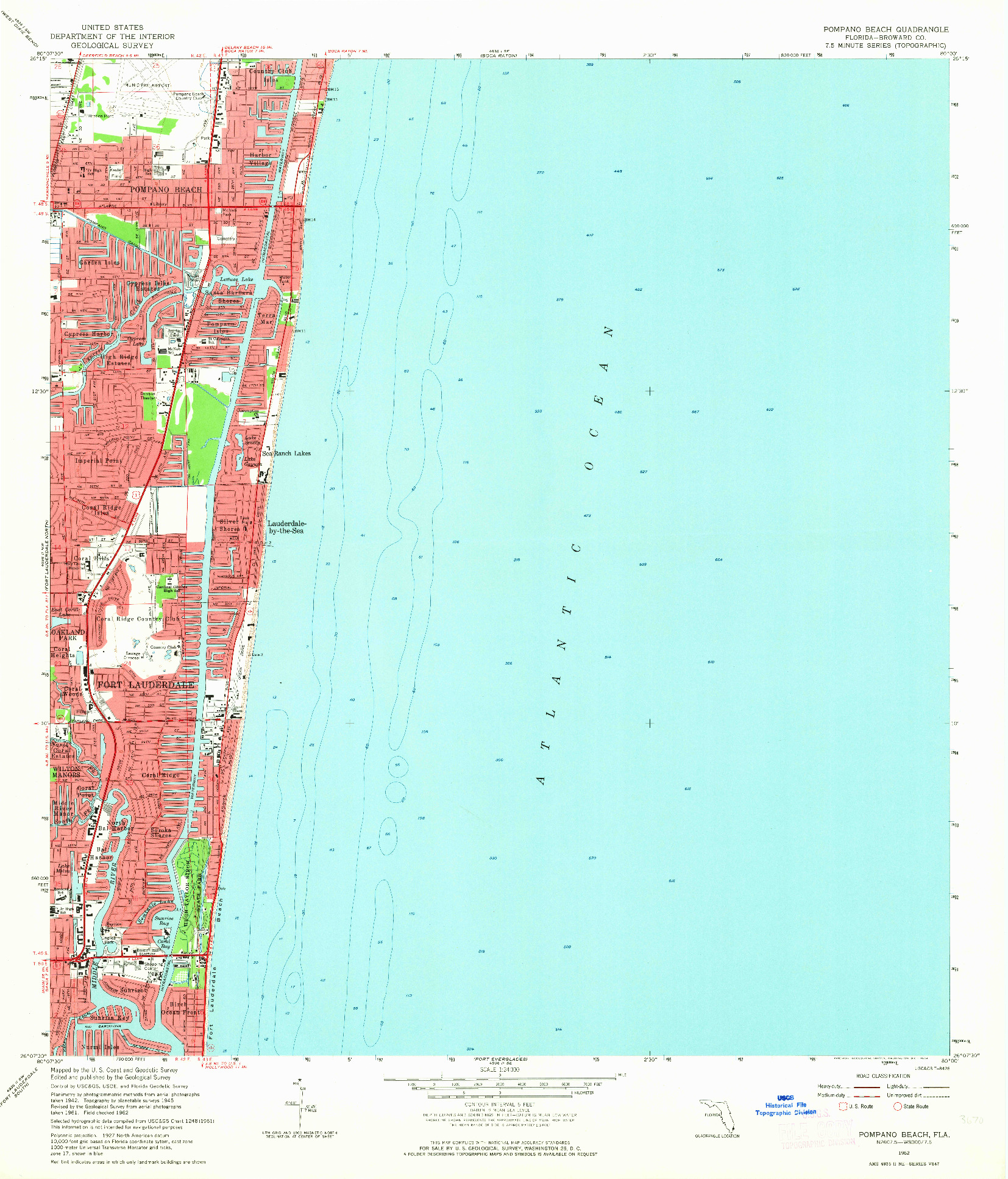 USGS 1:24000-SCALE QUADRANGLE FOR POMPANO BEACH, FL 1962