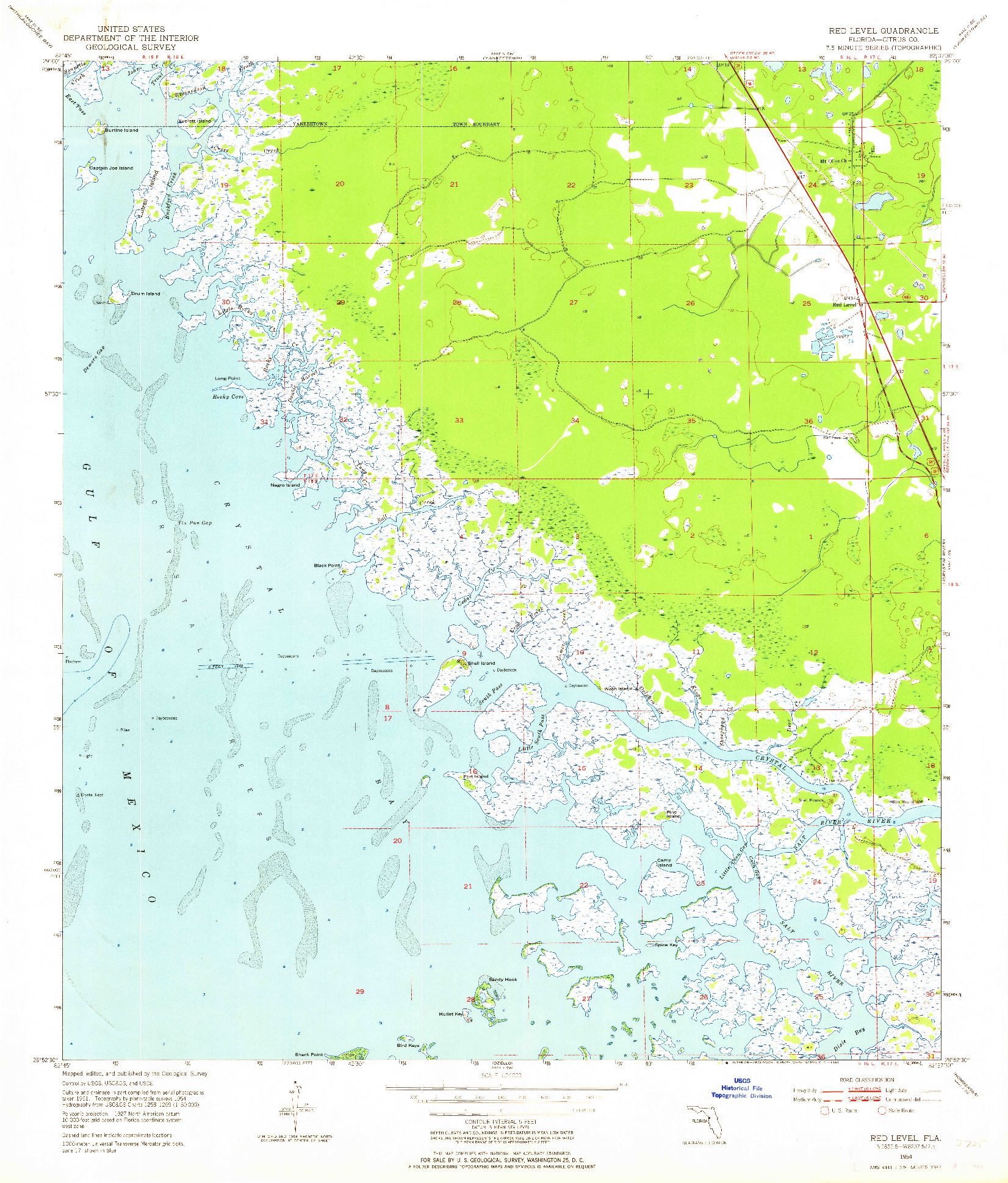 USGS 1:24000-SCALE QUADRANGLE FOR RED LEVEL, FL 1954