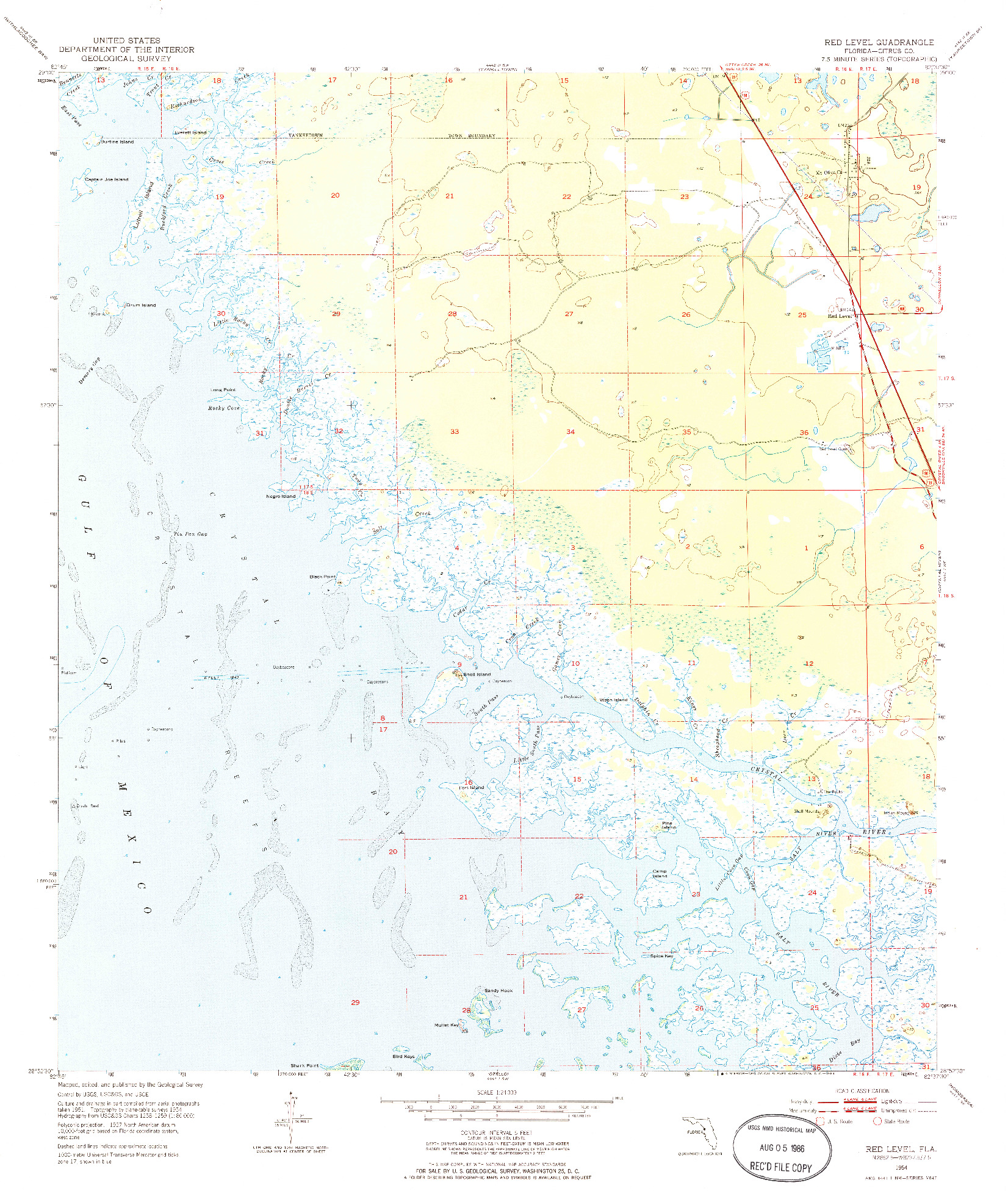 USGS 1:24000-SCALE QUADRANGLE FOR RED LEVEL, FL 1954