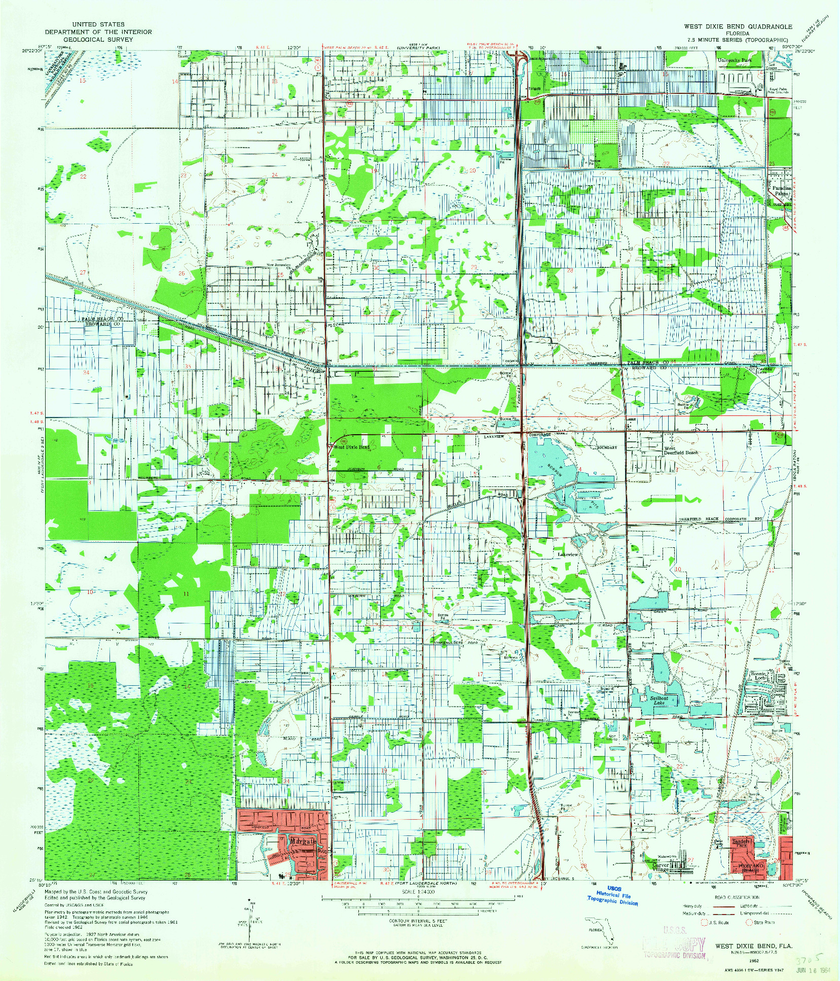 USGS 1:24000-SCALE QUADRANGLE FOR WEST DIXIE BEND, FL 1962