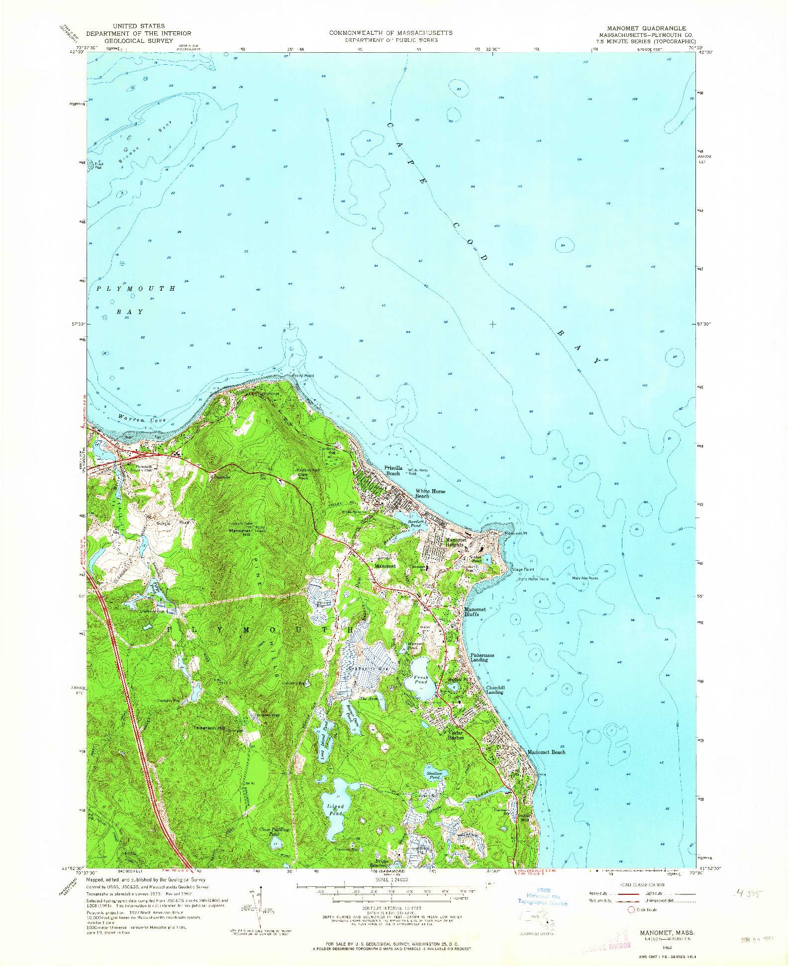 USGS 1:24000-SCALE QUADRANGLE FOR MANOMET, MA 1962