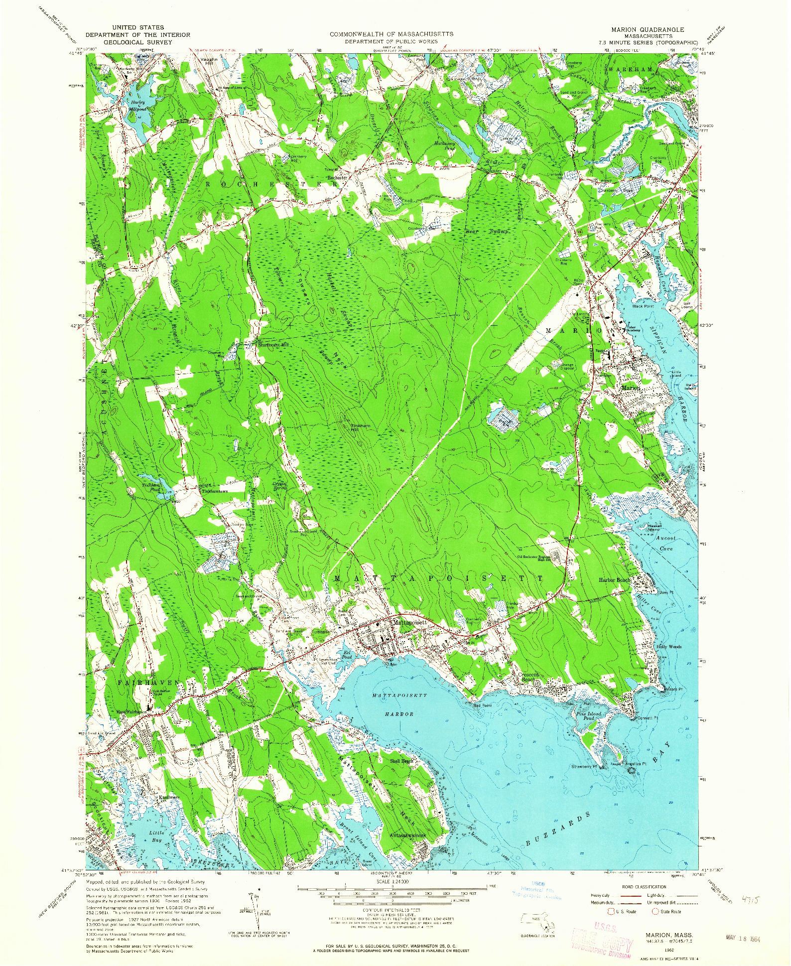 USGS 1:24000-SCALE QUADRANGLE FOR MARION, MA 1962