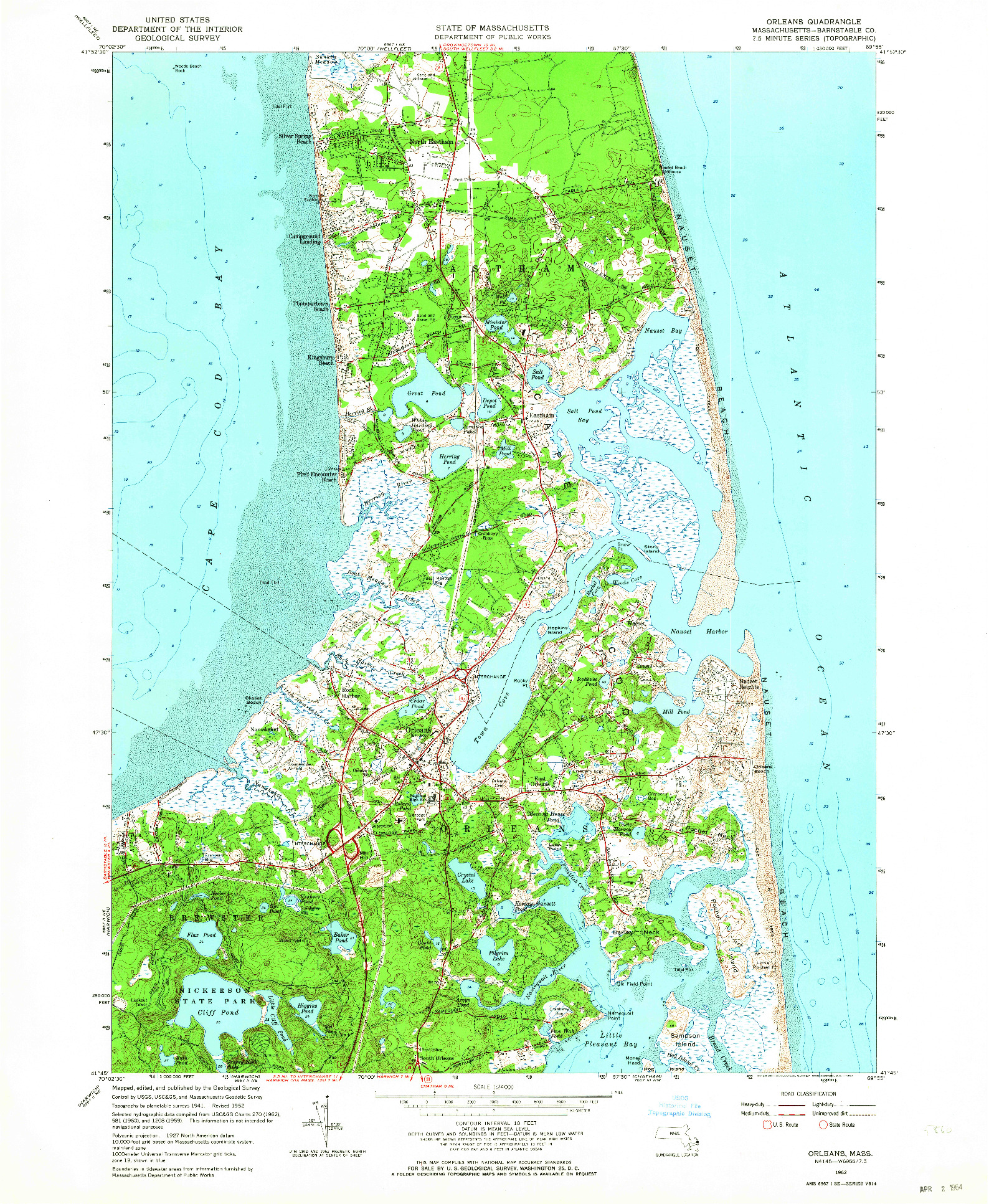 USGS 1:24000-SCALE QUADRANGLE FOR ORLEANS, MA 1962