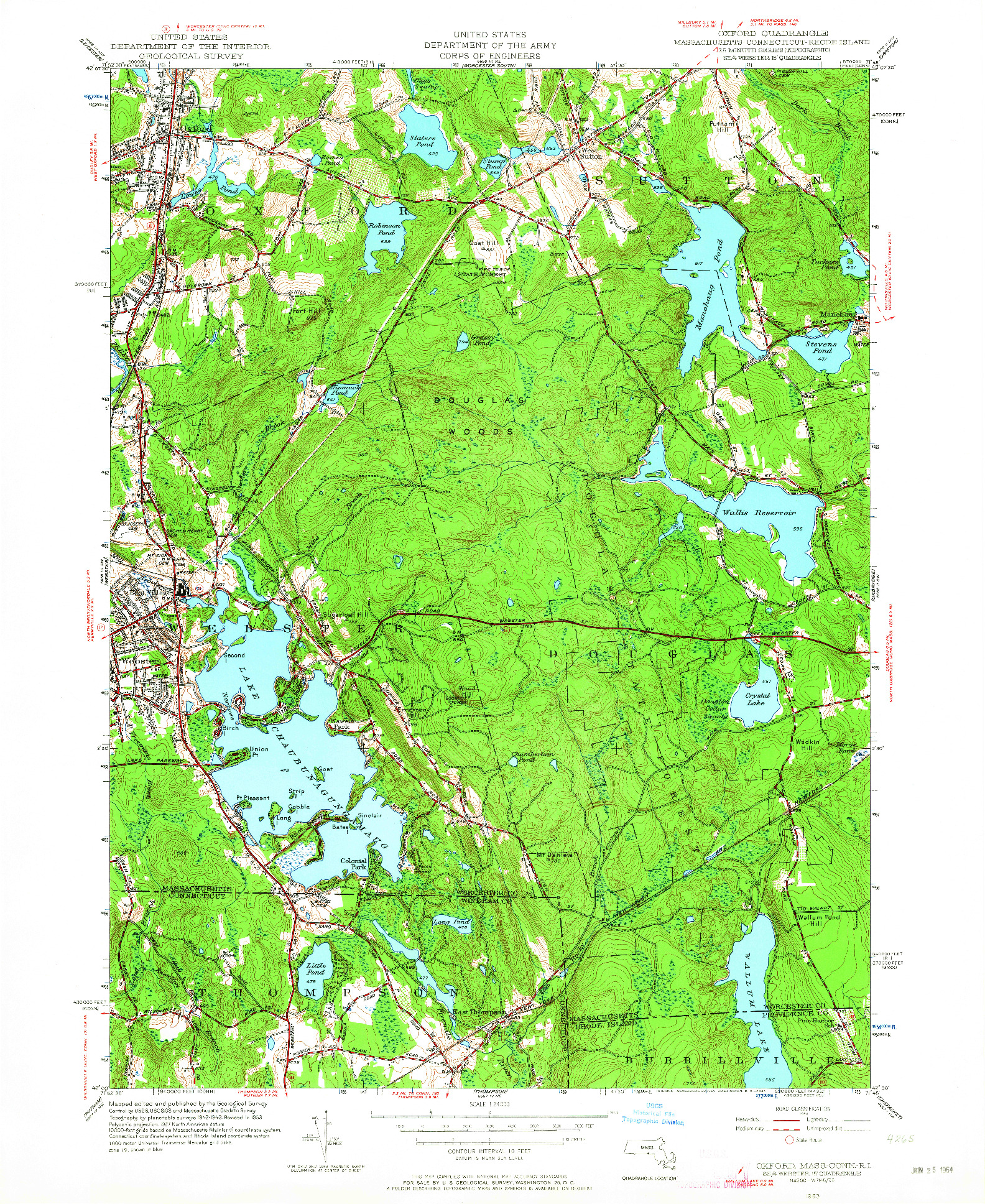 USGS 1:24000-SCALE QUADRANGLE FOR OXFORD, MA 1964