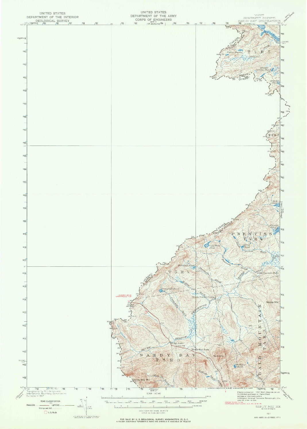 USGS 1:62500-SCALE QUADRANGLE FOR SANDY BAY, ME 1927
