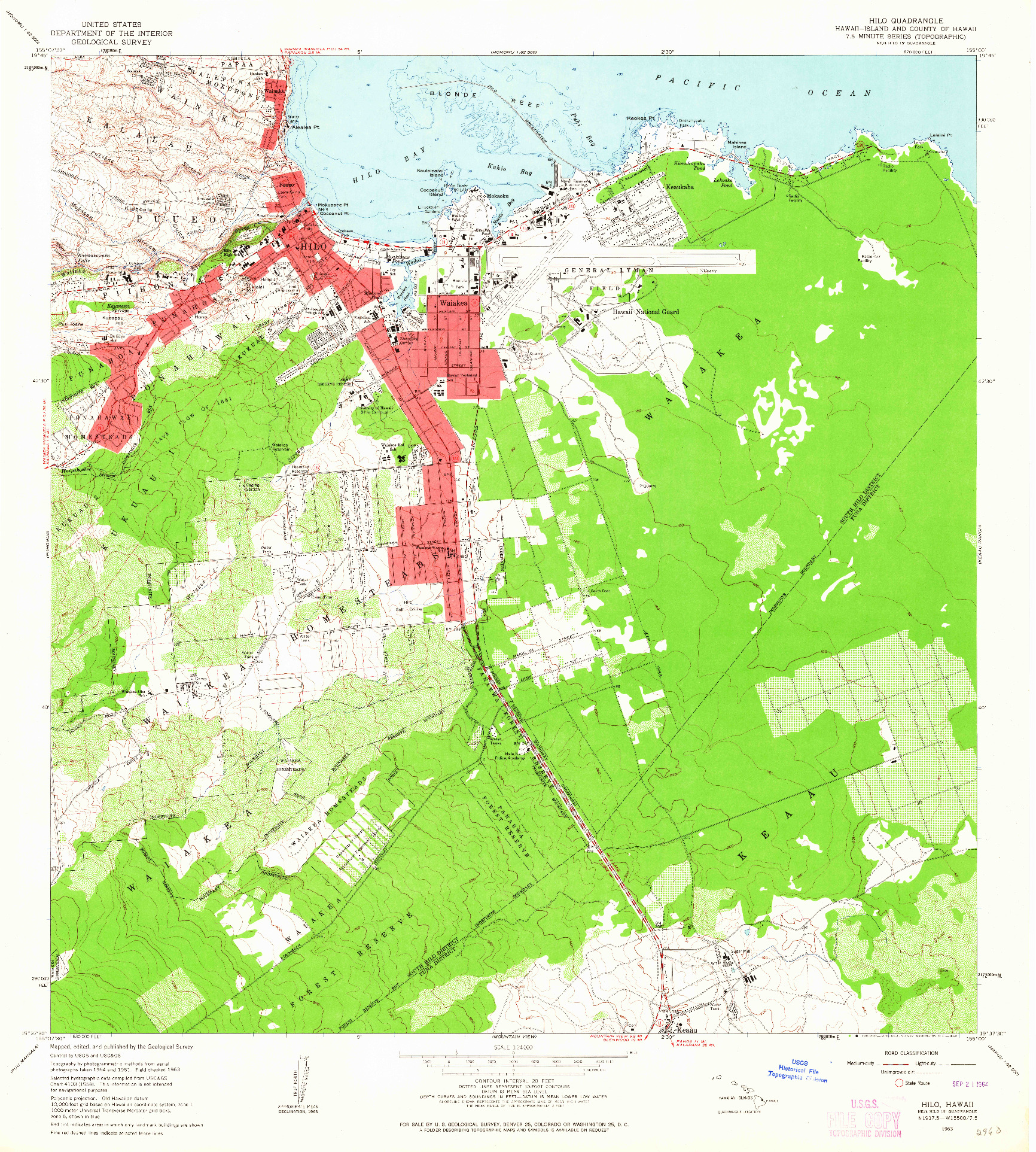 USGS 1:24000-SCALE QUADRANGLE FOR HILO, HI 1963