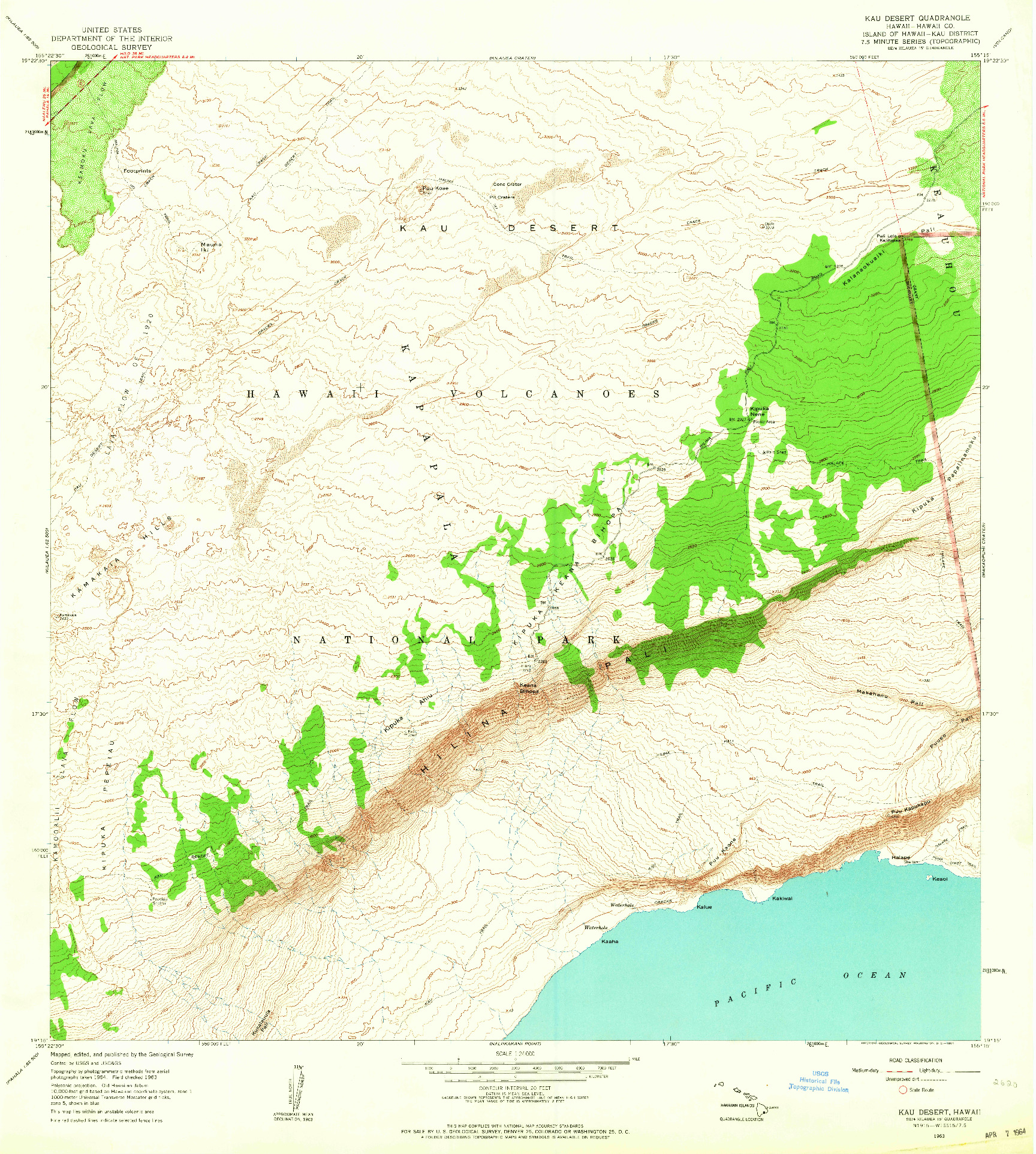 USGS 1:24000-SCALE QUADRANGLE FOR KAU DESERT, HI 1963