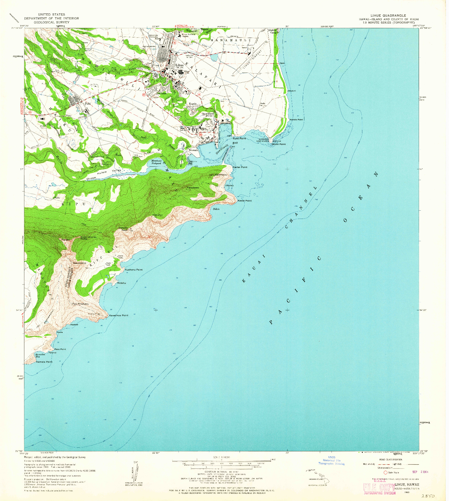 USGS 1:24000-SCALE QUADRANGLE FOR LIHUE, HI 1963