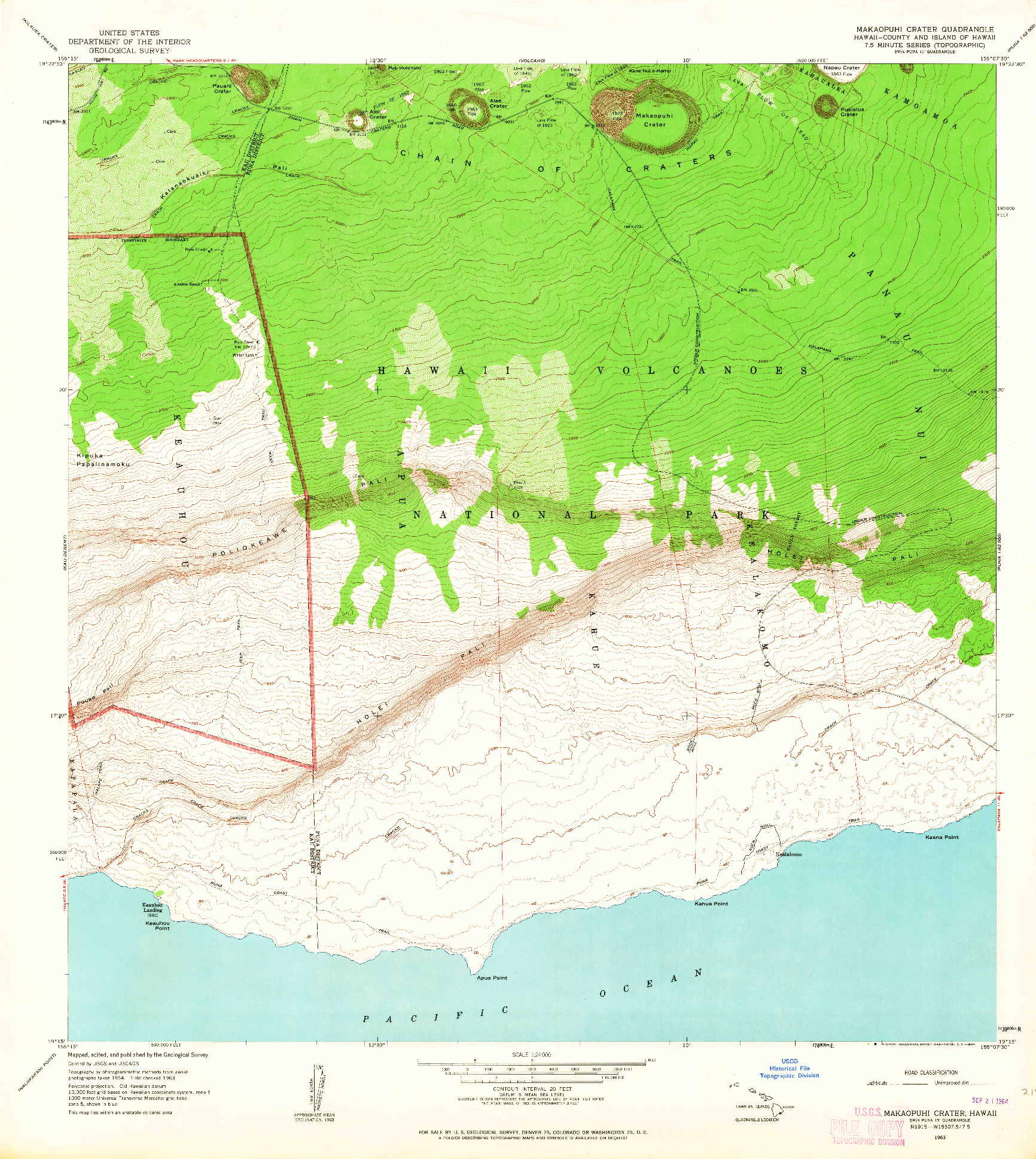 USGS 1:24000-SCALE QUADRANGLE FOR MAKAOPUHI CRATER, HI 1963