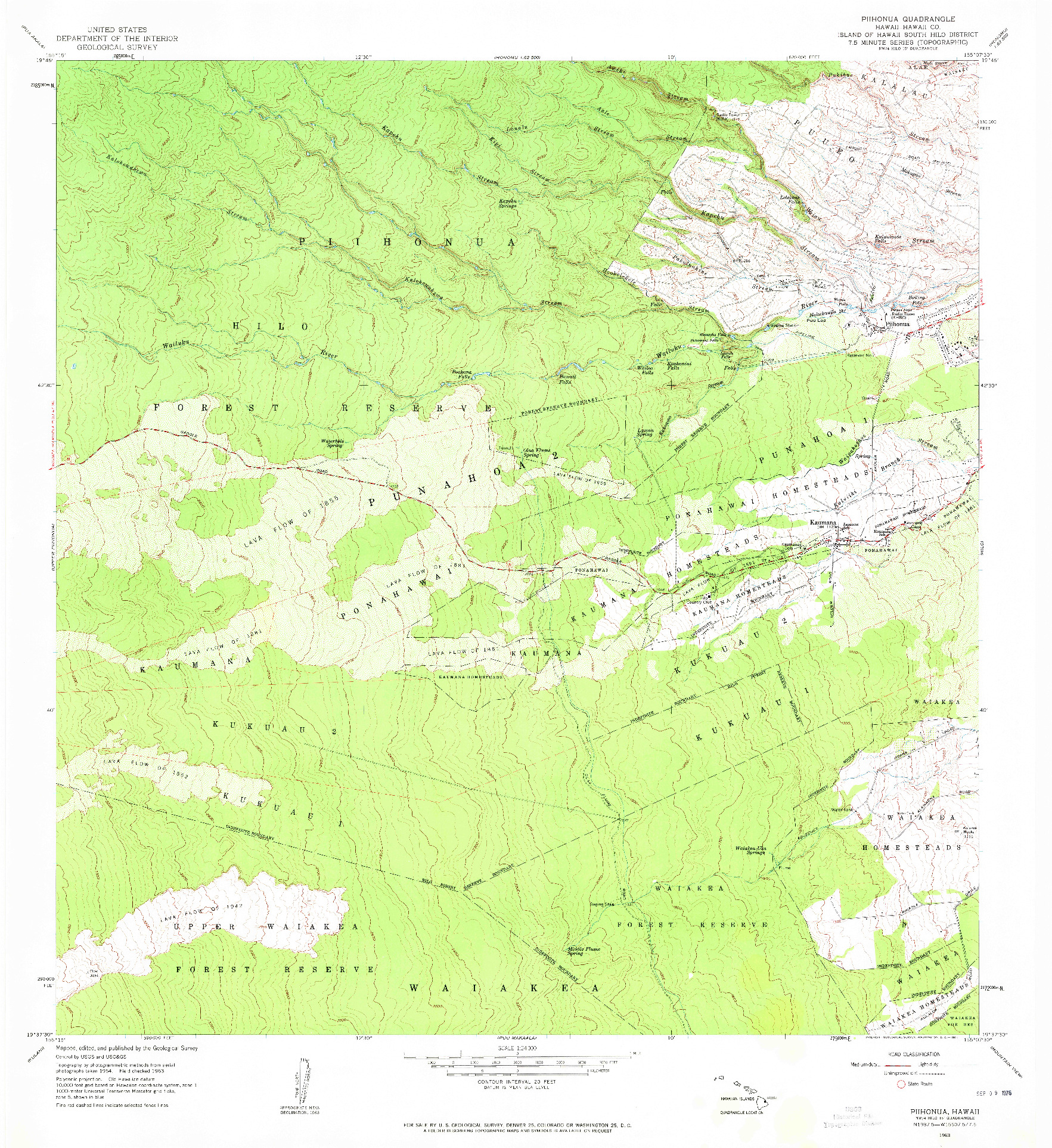 USGS 1:24000-SCALE QUADRANGLE FOR PIIHONUA, HI 1963