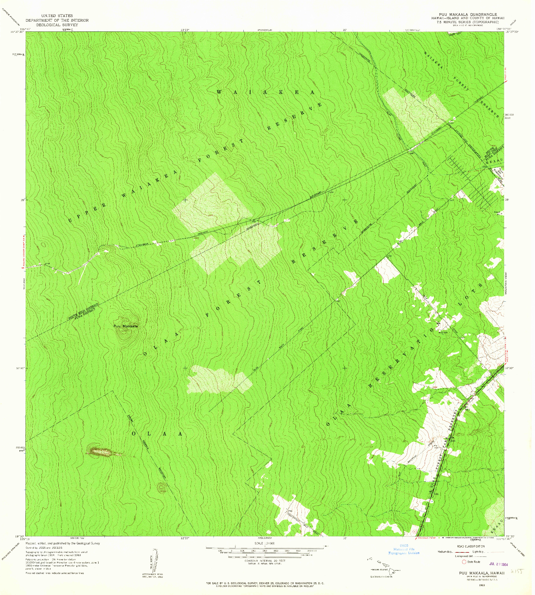 USGS 1:24000-SCALE QUADRANGLE FOR PUU MAKAALA, HI 1963